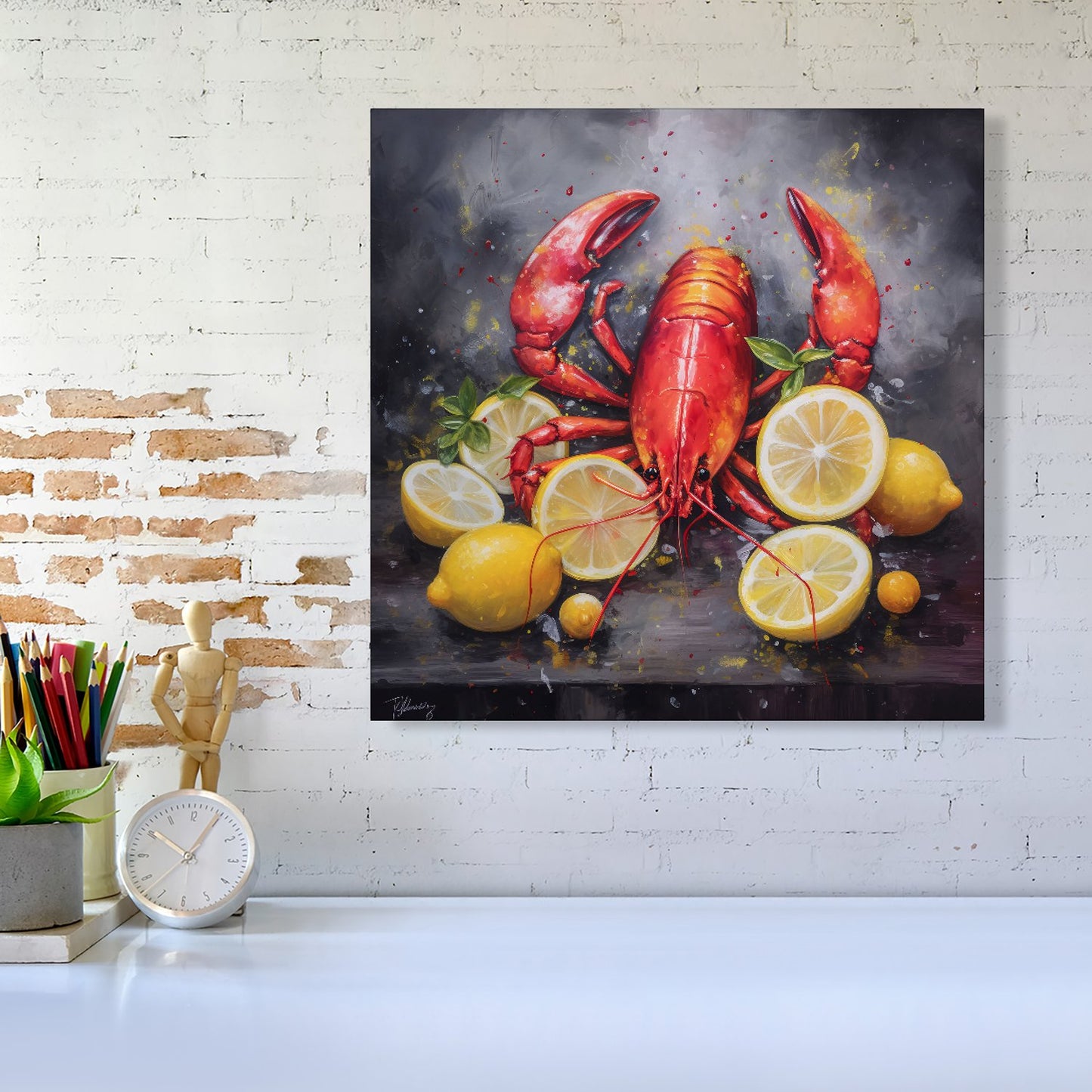 Lobster And Lemons Canvas