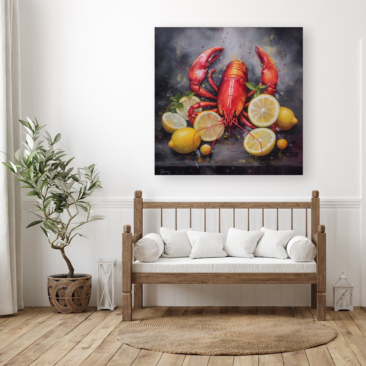 Lobster And Lemons Canvas