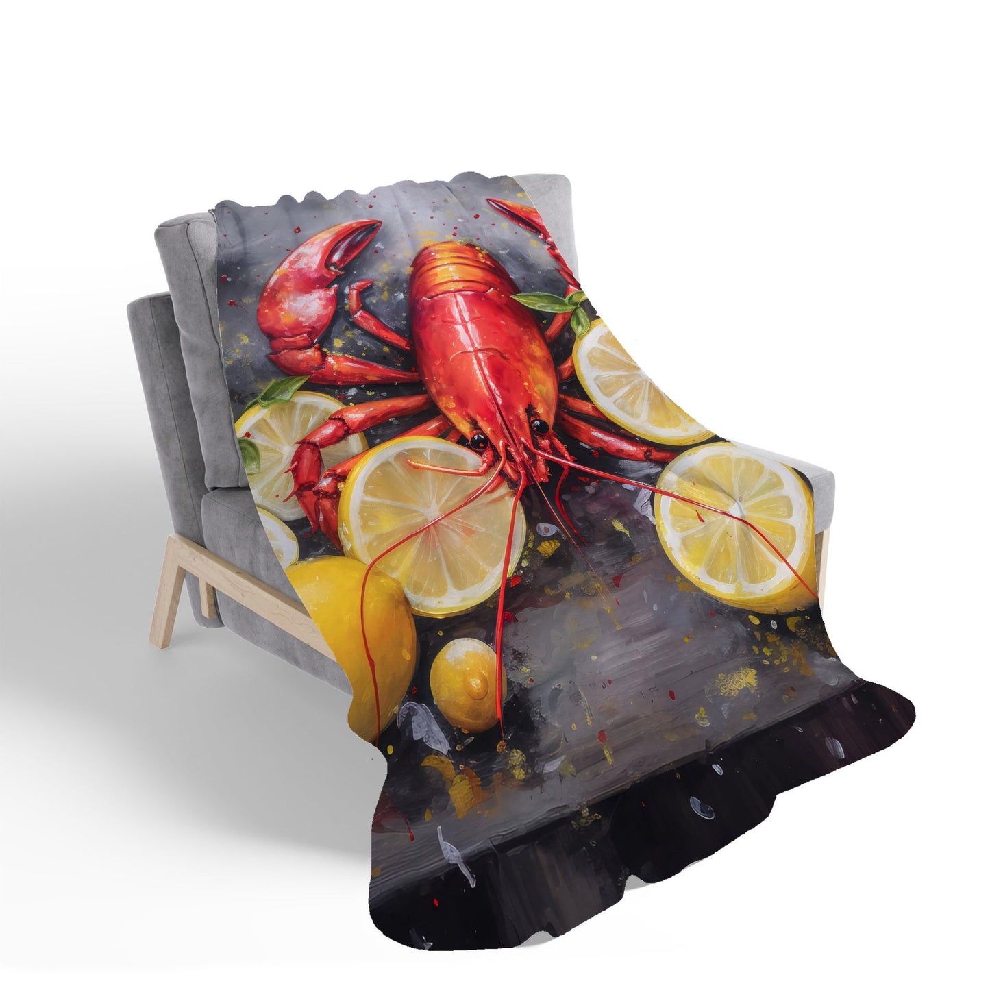Lobster And Lemons Sherpa Blanket
