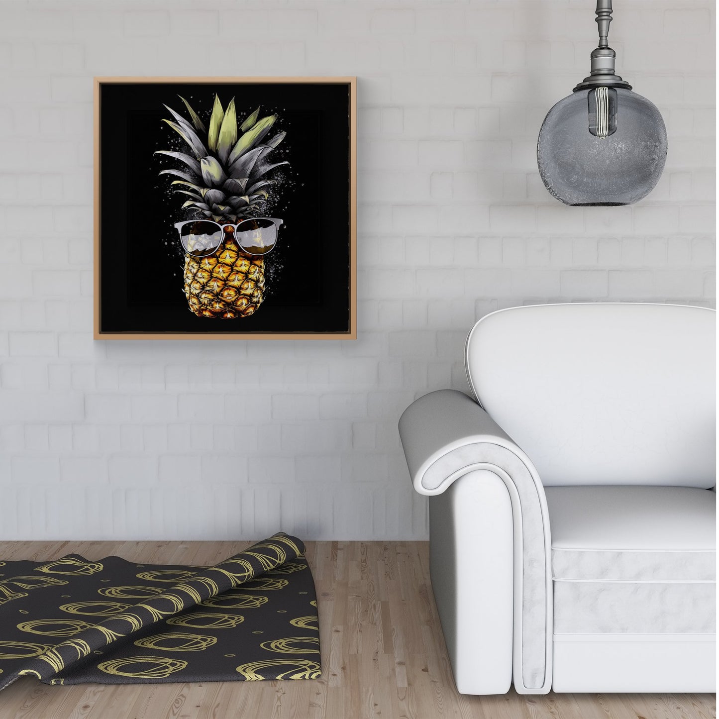 Splashart Pineapple In Glasses Framed Canvas