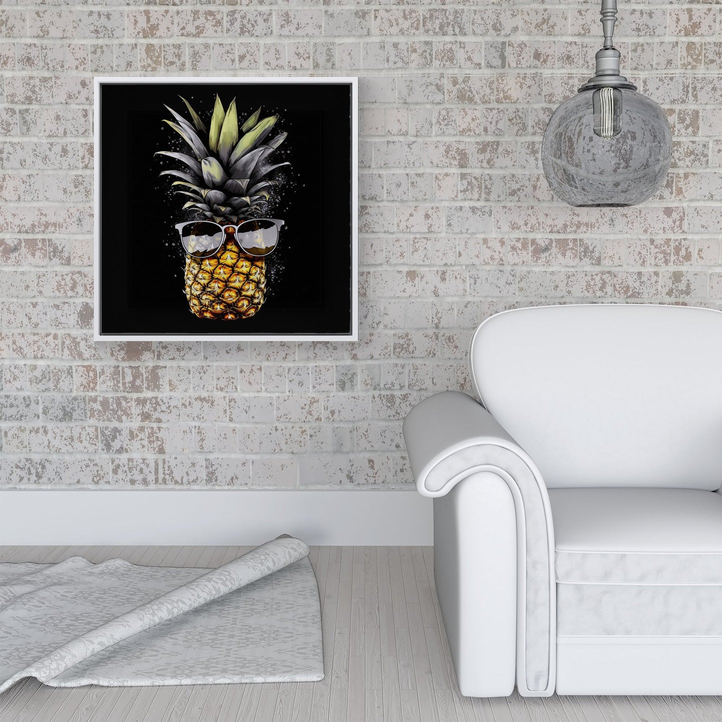Splashart Pineapple In Glasses Framed Canvas