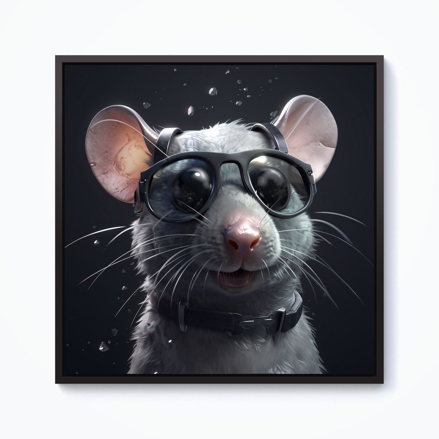 Splashart Rat In Glasses Framed Canvas