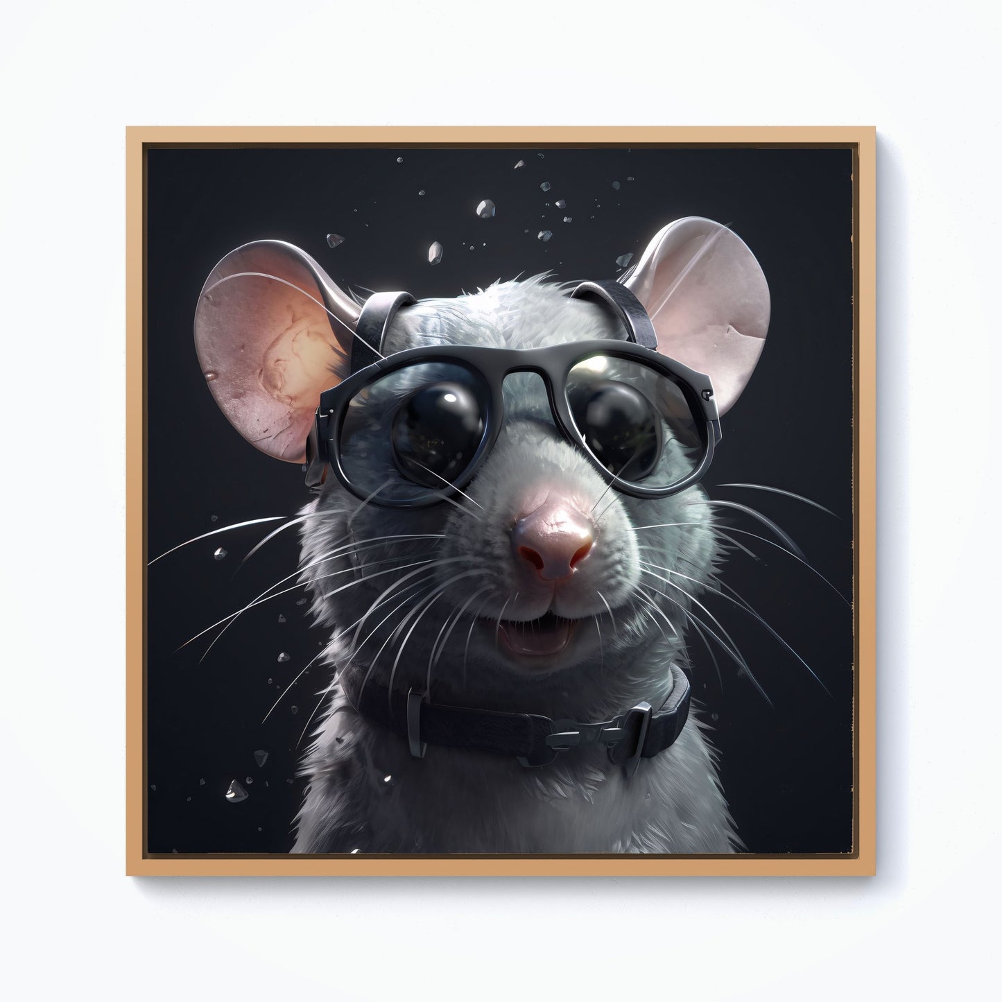 Splashart Rat In Glasses Framed Canvas