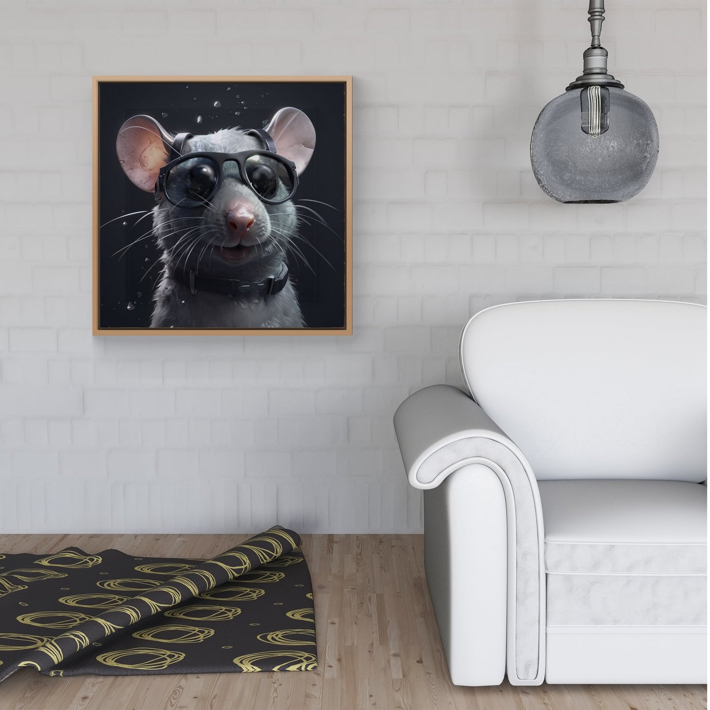 Splashart Rat In Glasses Framed Canvas