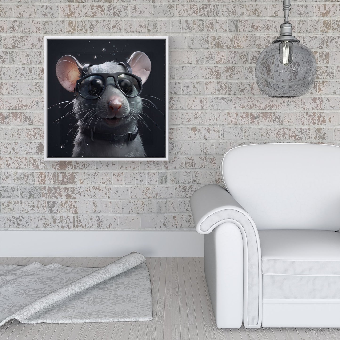 Splashart Rat In Glasses Framed Canvas