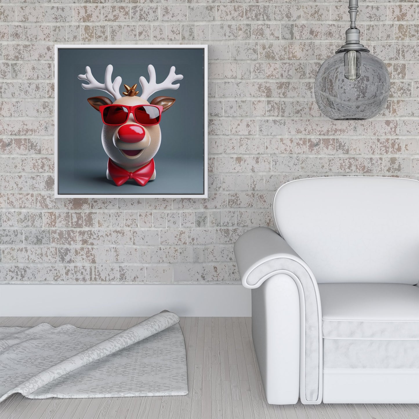 Rudolph In Red Glasses Framed Canvas