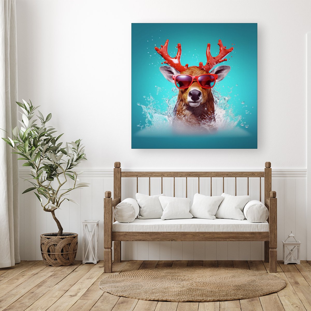 Rudolph With Reed Antlers Canvas