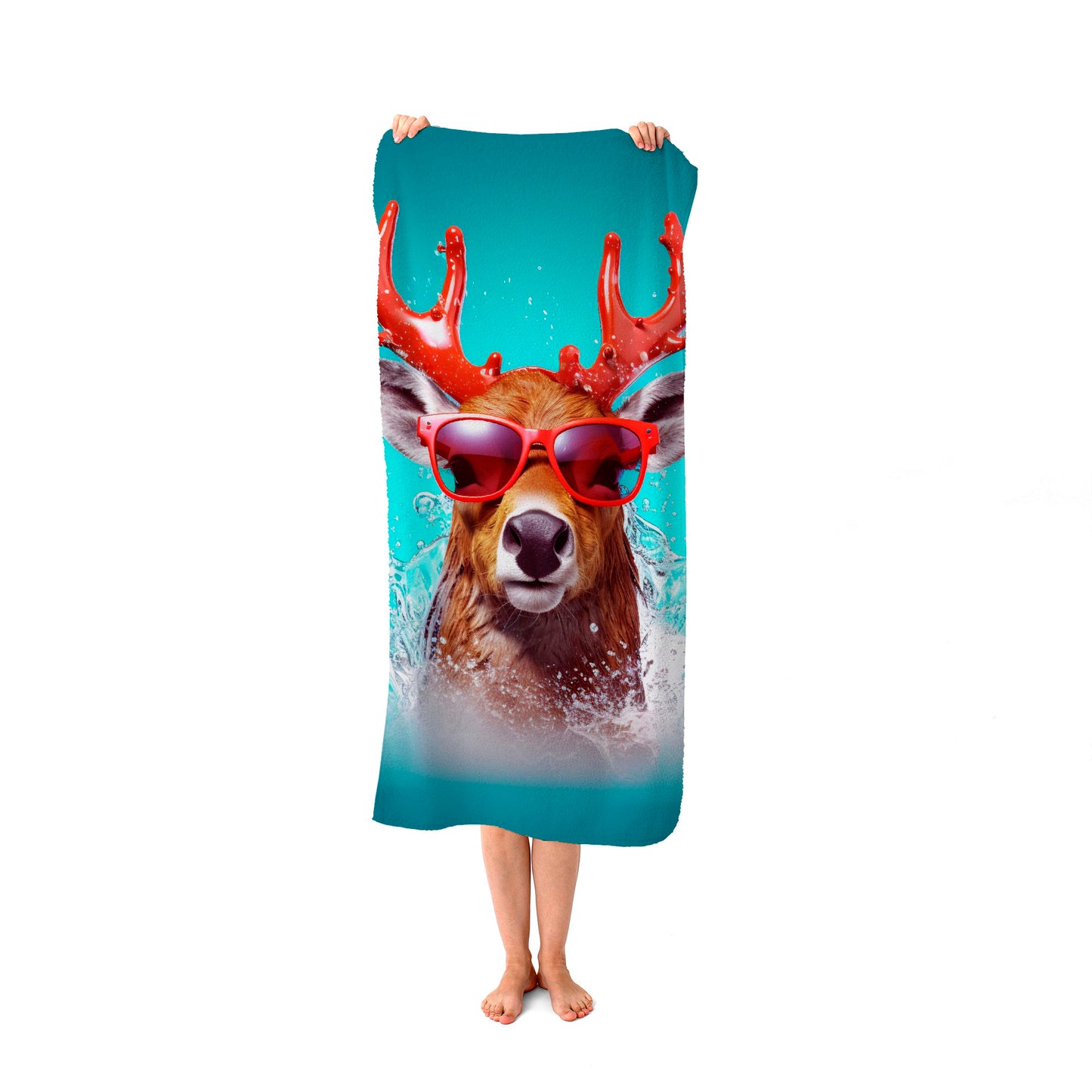 Rudolph With Reed Antlers Beach Towel