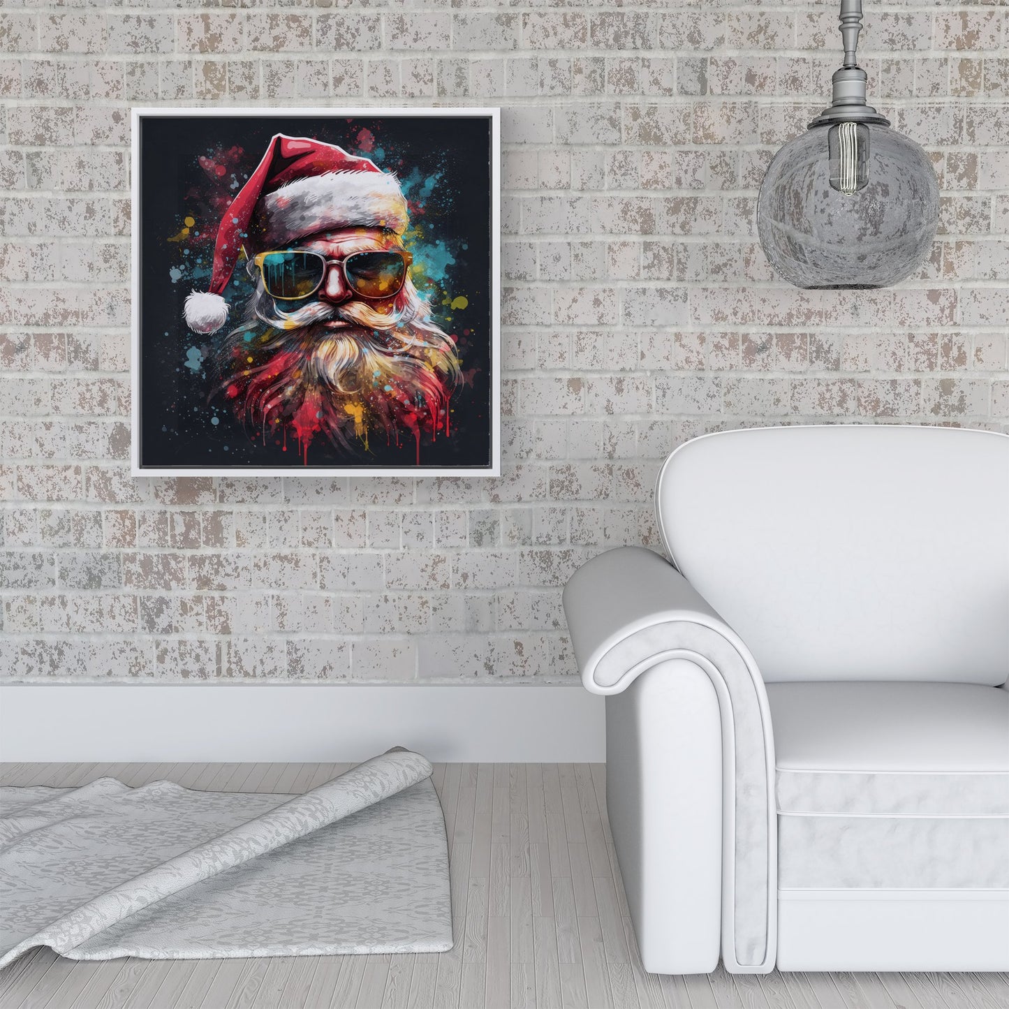 Splashart Santa Claus In Glasses Framed Canvas
