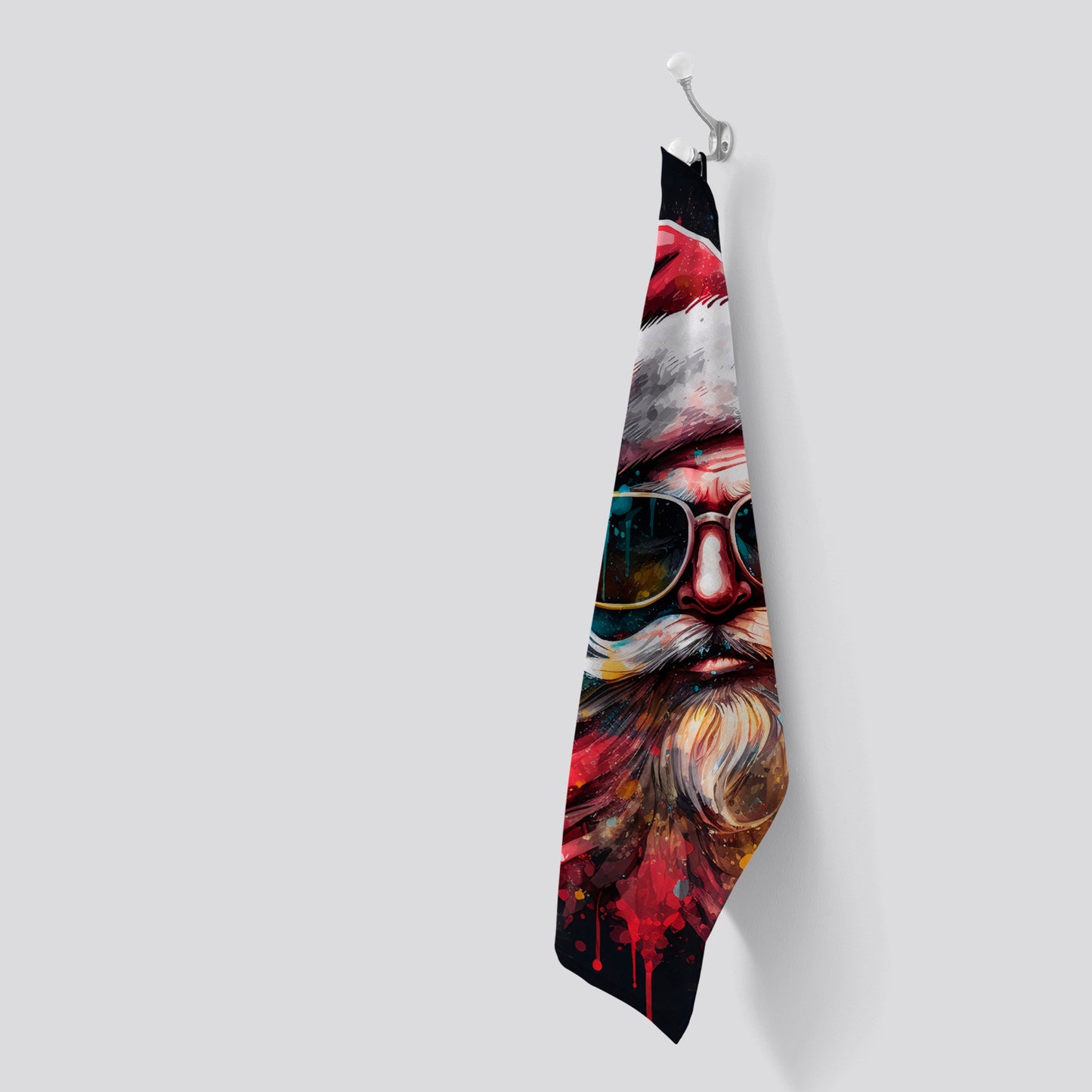 Splashart Santa Claus In Glasses Tea Towel