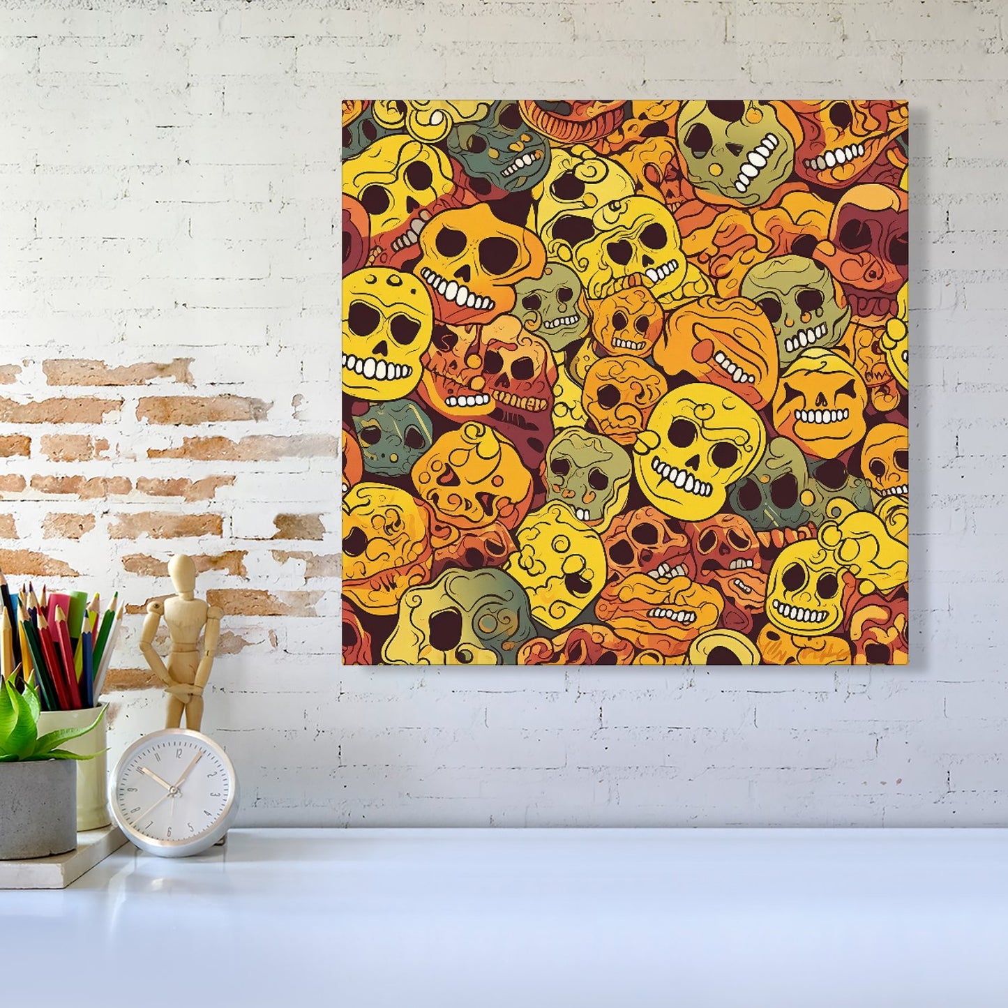 Autumnal Skulls Pattern Canvas