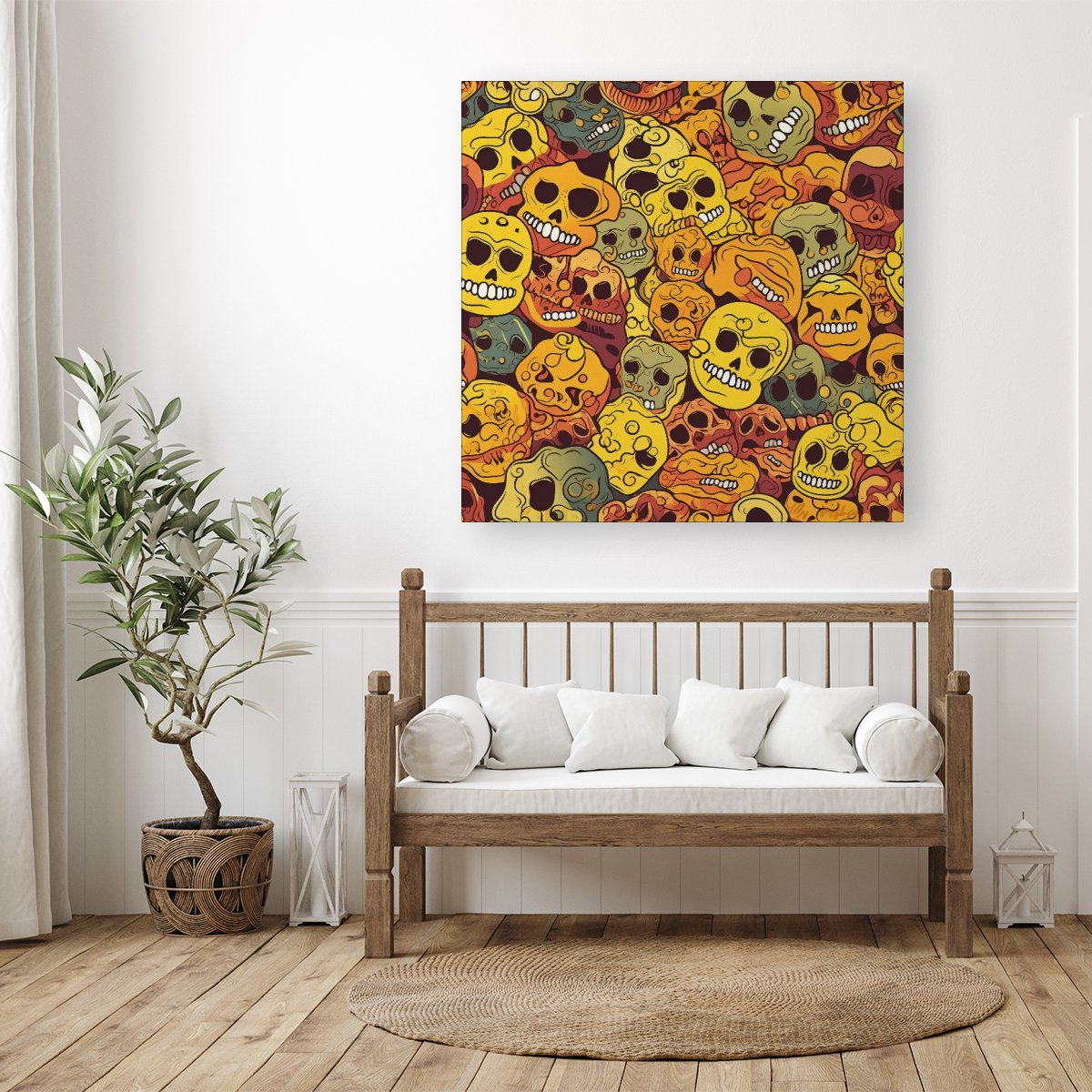 Autumnal Skulls Pattern Canvas