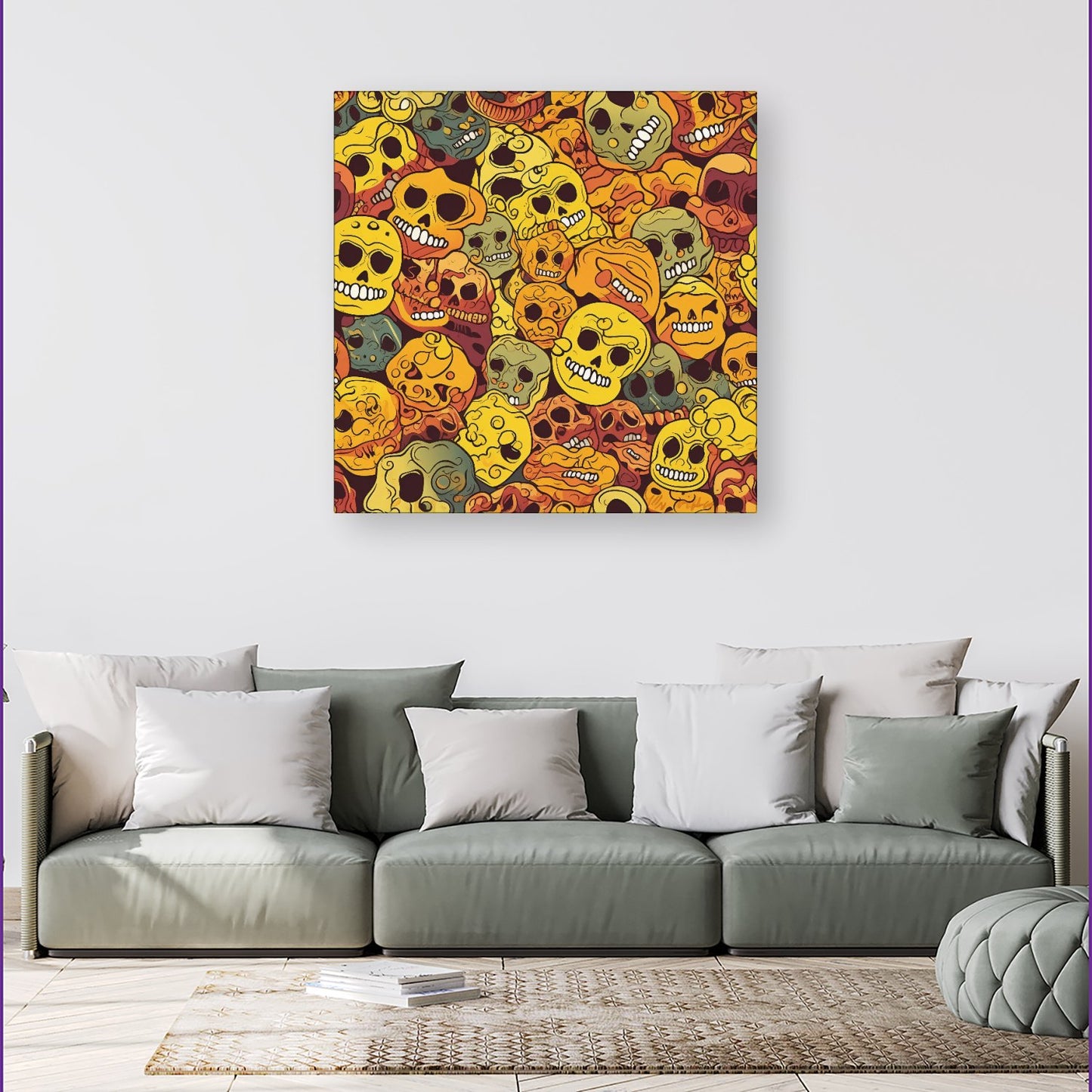 Autumnal Skulls Pattern Canvas