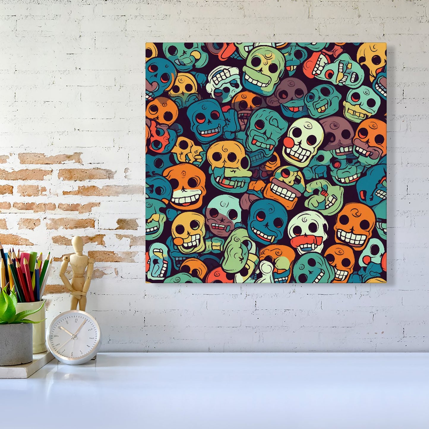 Smiling Skulls Pattern Canvas