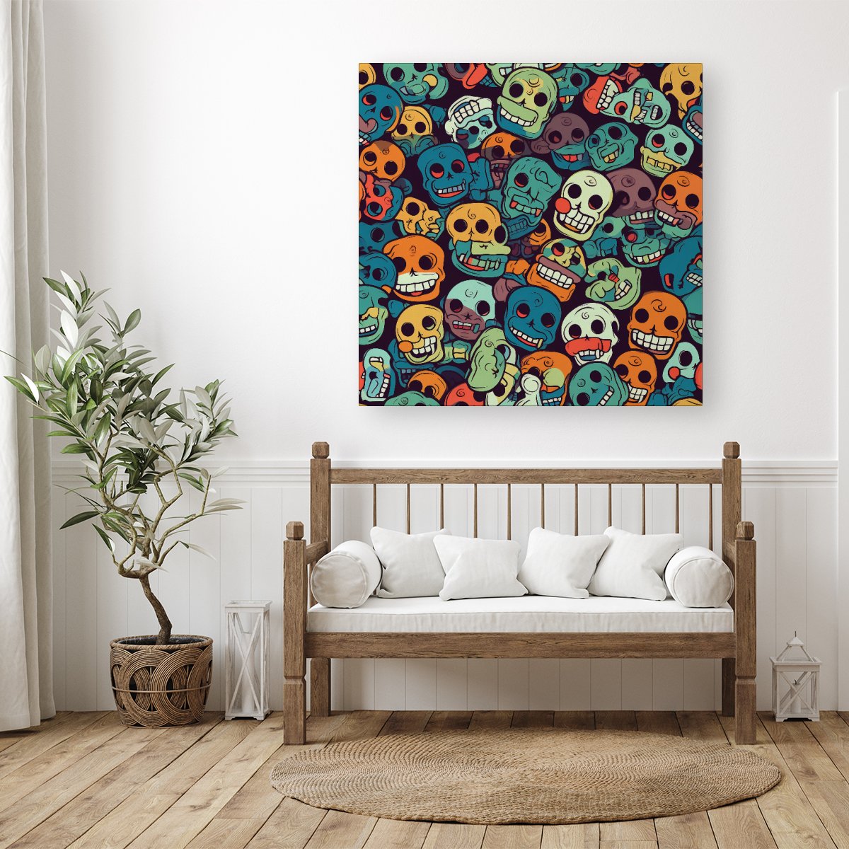 Smiling Skulls Pattern Canvas