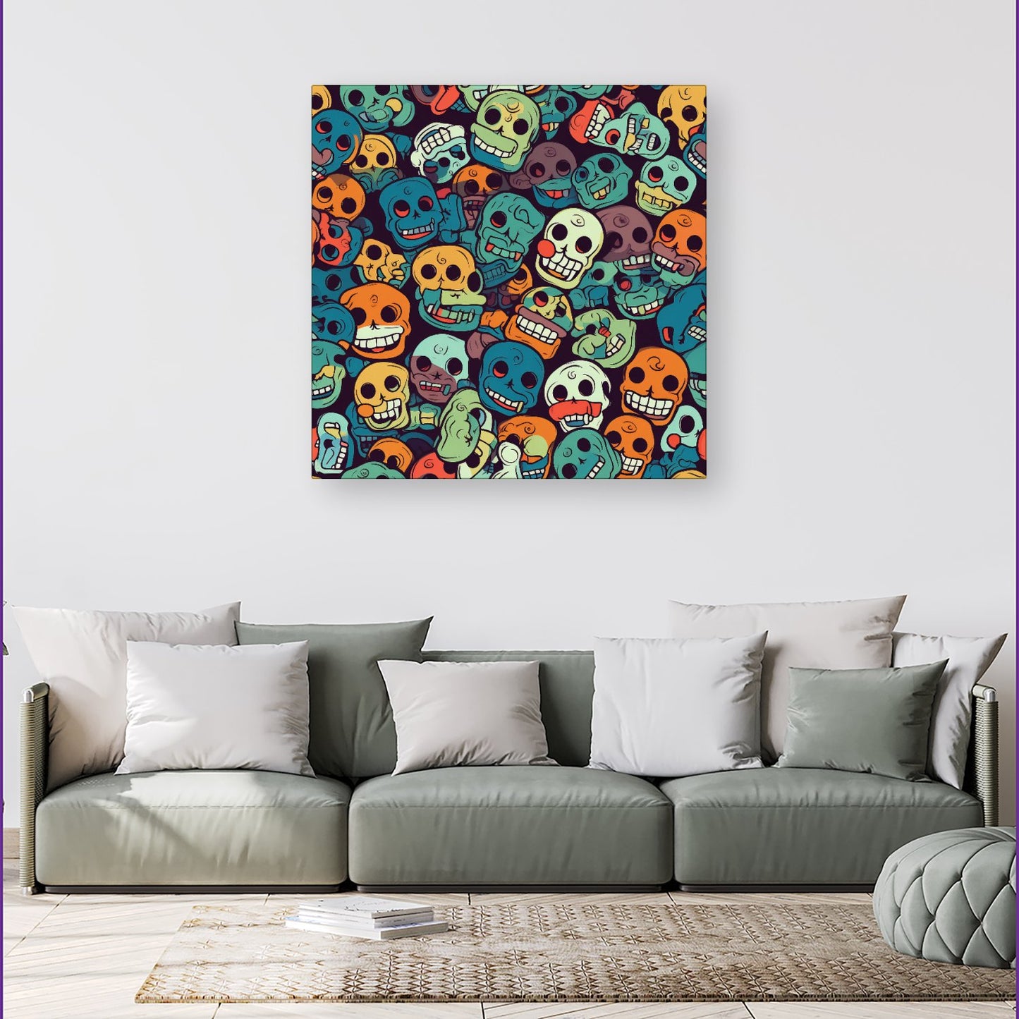 Smiling Skulls Pattern Canvas