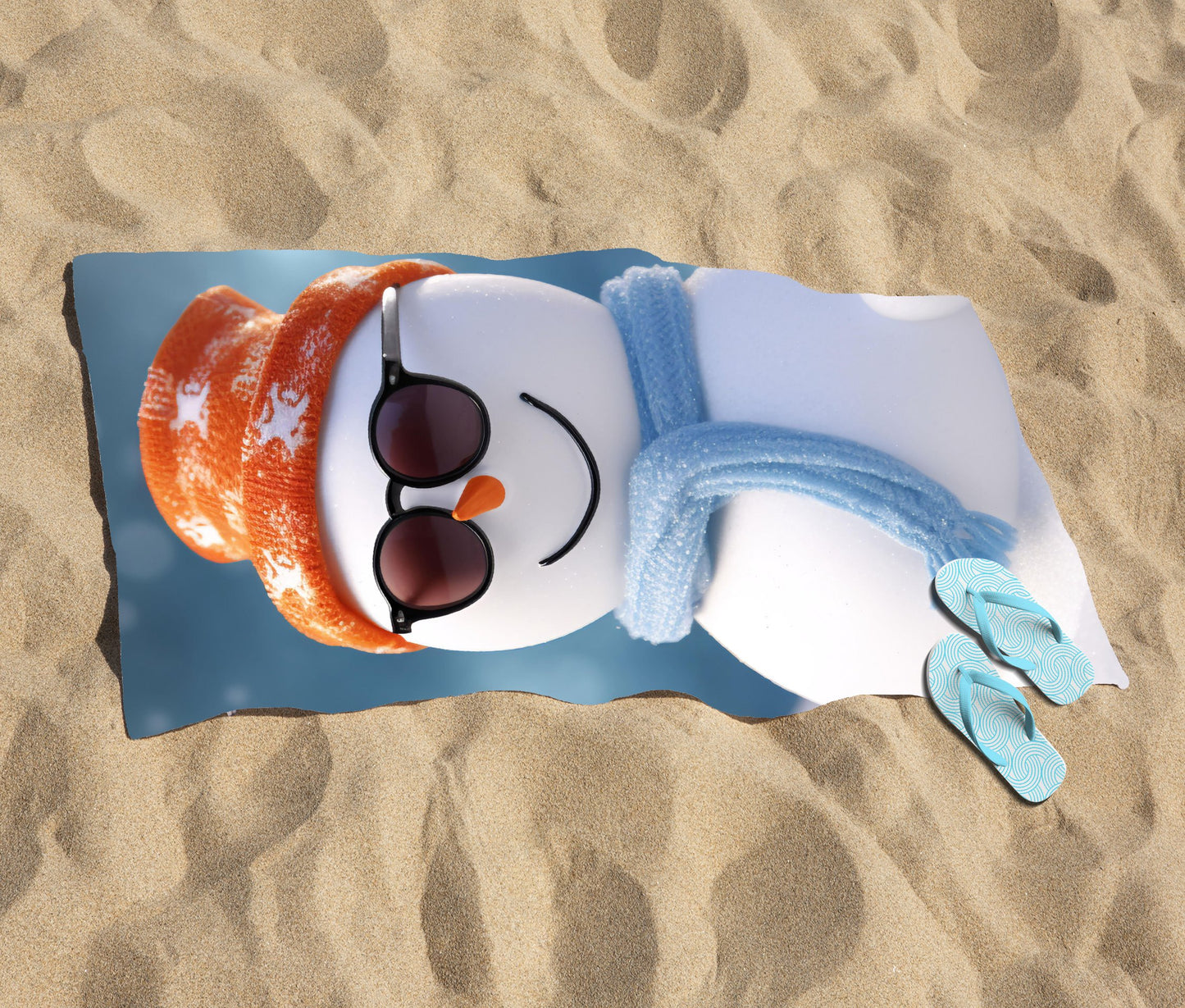 Smily Snowman Beach Towel