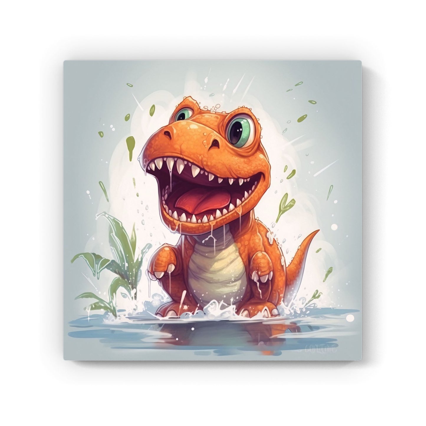 Dino Having A Splash Canvas