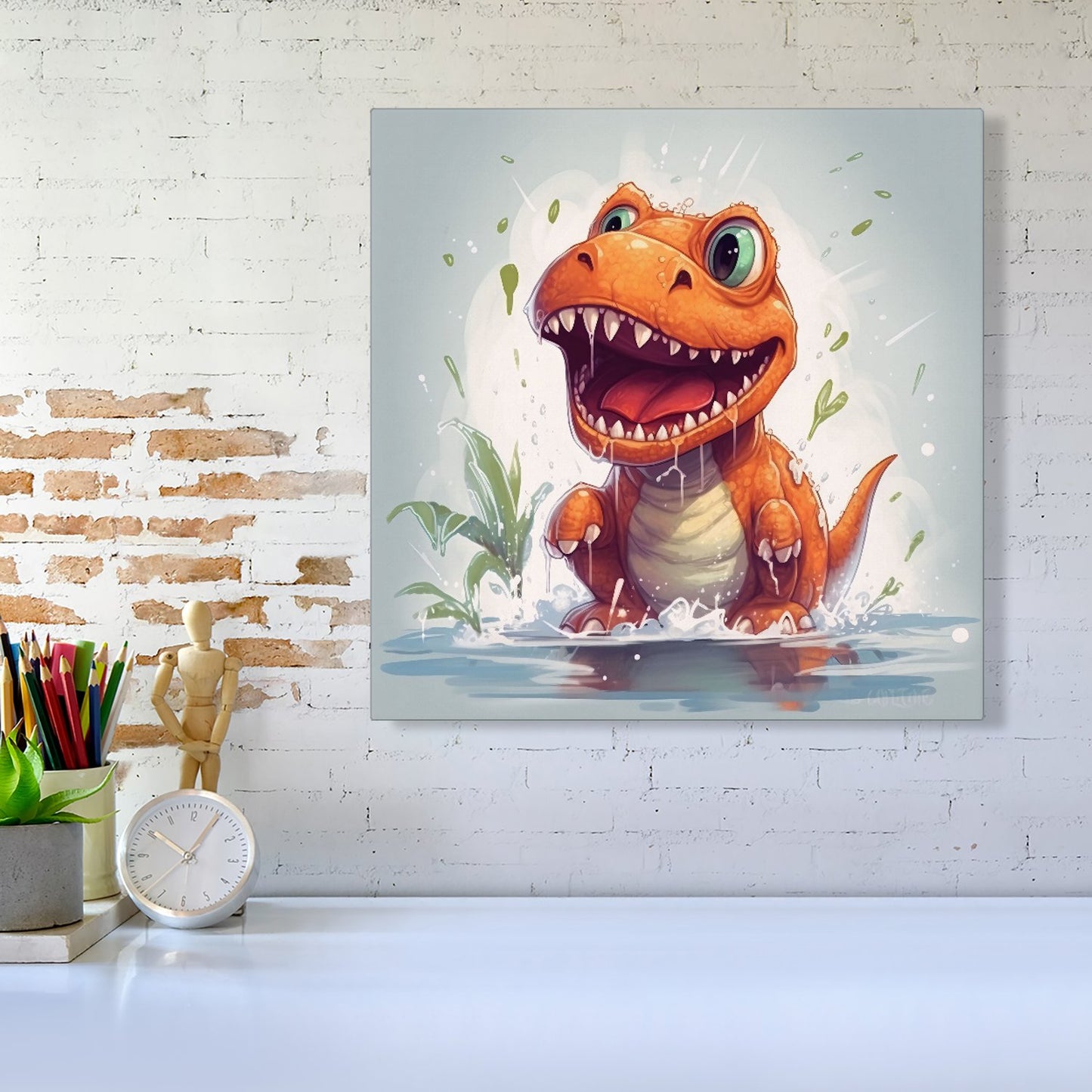 Dino Having A Splash Canvas