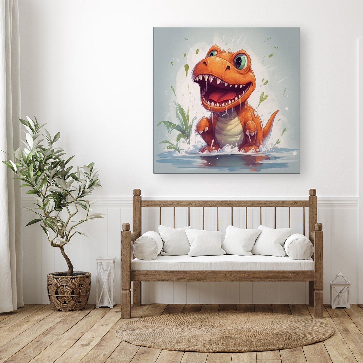 Dino Having A Splash Canvas