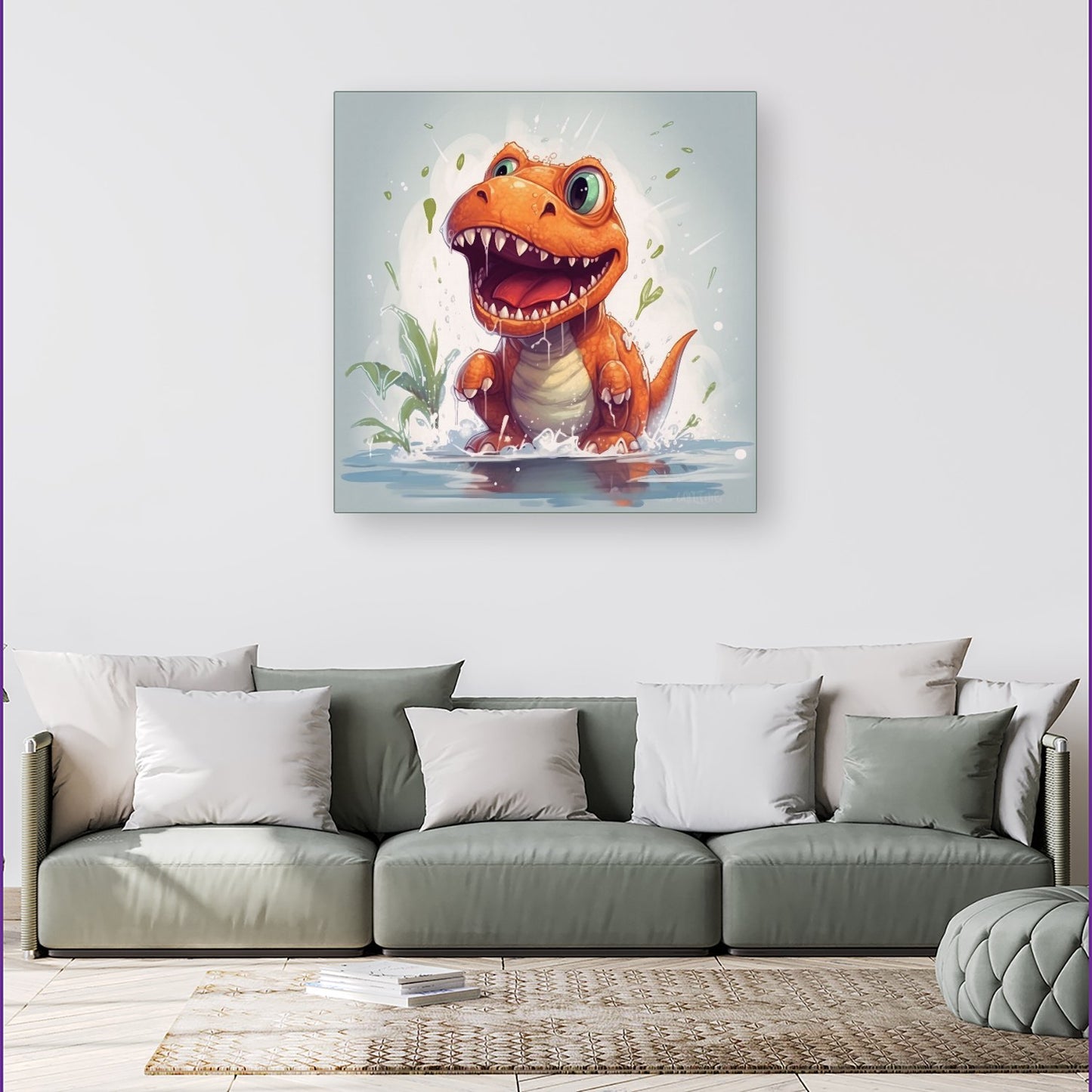 Dino Having A Splash Canvas