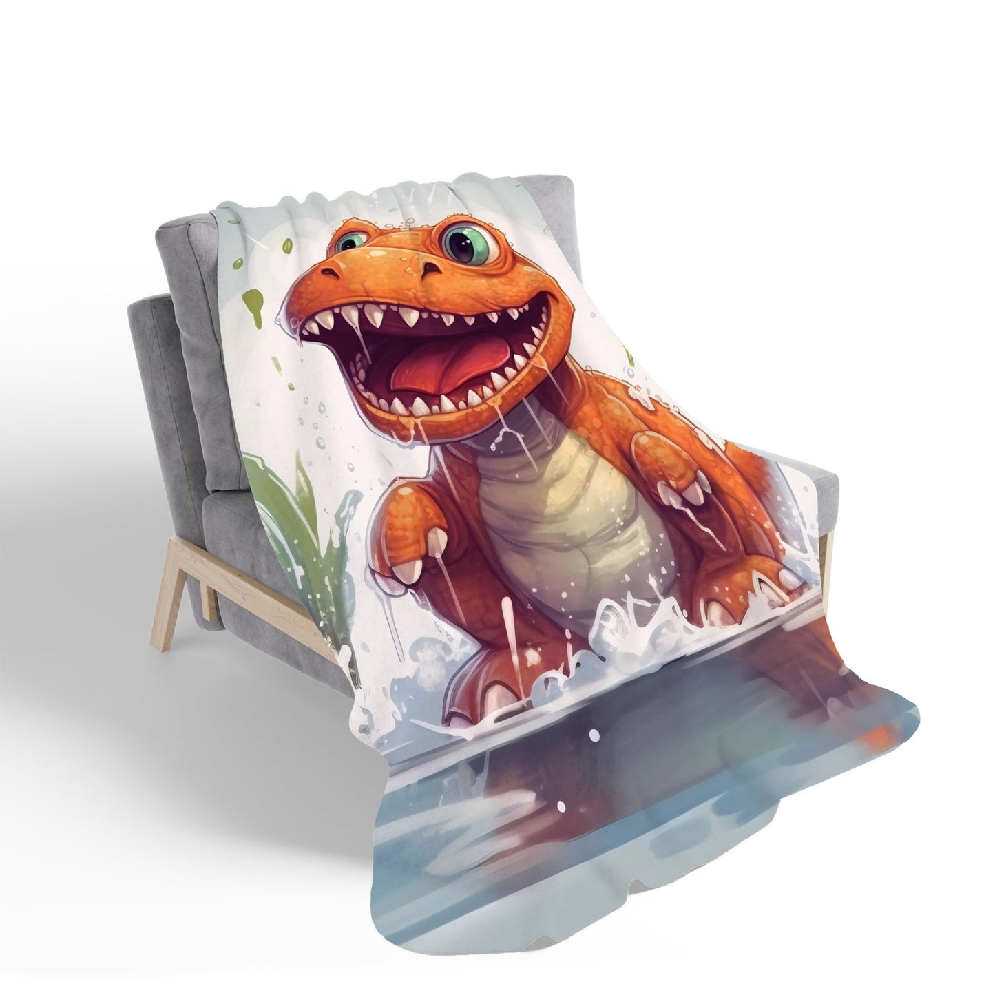 Dino Having A Splash Sherpa Blanket