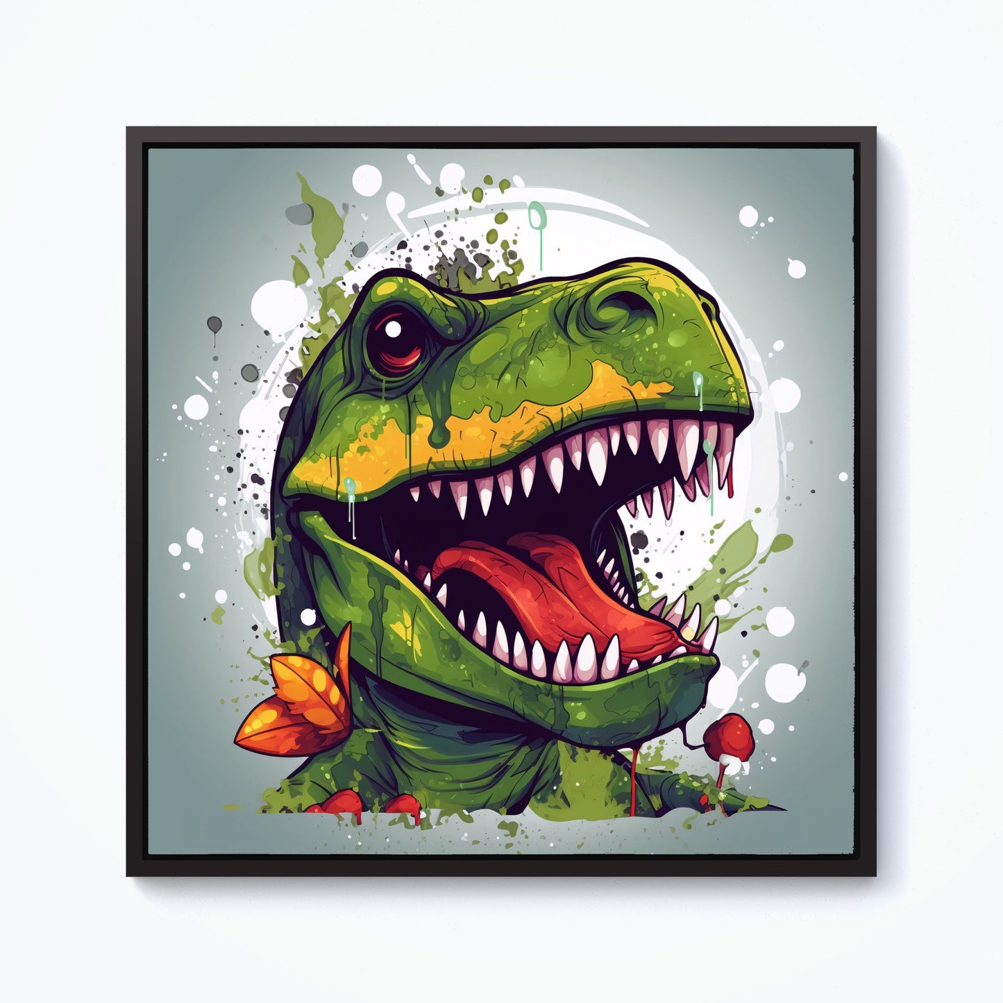 Laughing T-Rex Framed Canvas