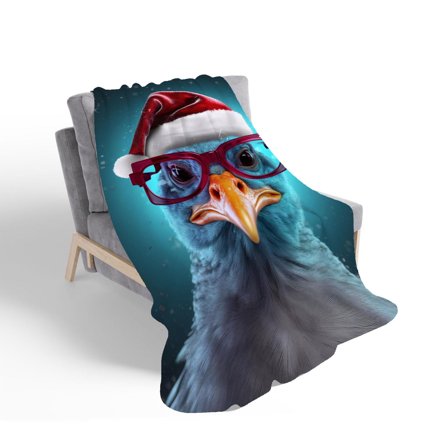 Turkey Wearing A Santa Hat Sherpa Blanket