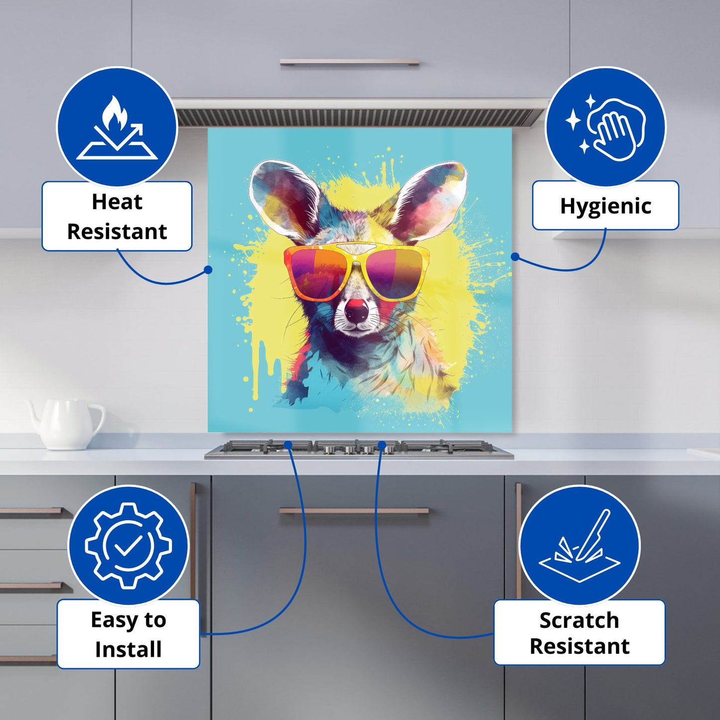 Splashart Wallaby In Glasses Kitchen Splashback