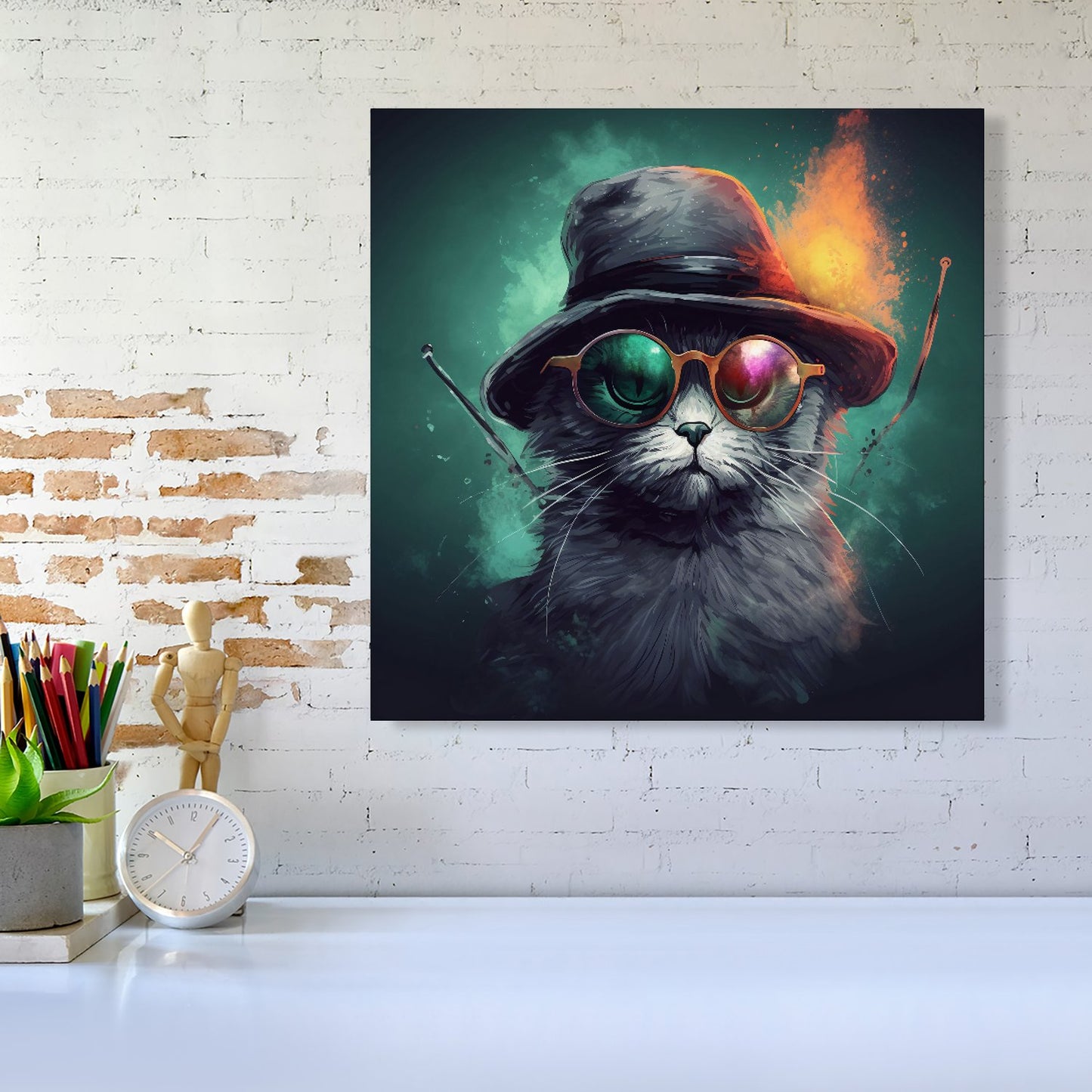 Fiery Cat In A Hat Canvas