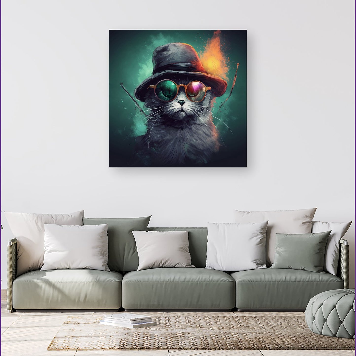 Fiery Cat In A Hat Canvas