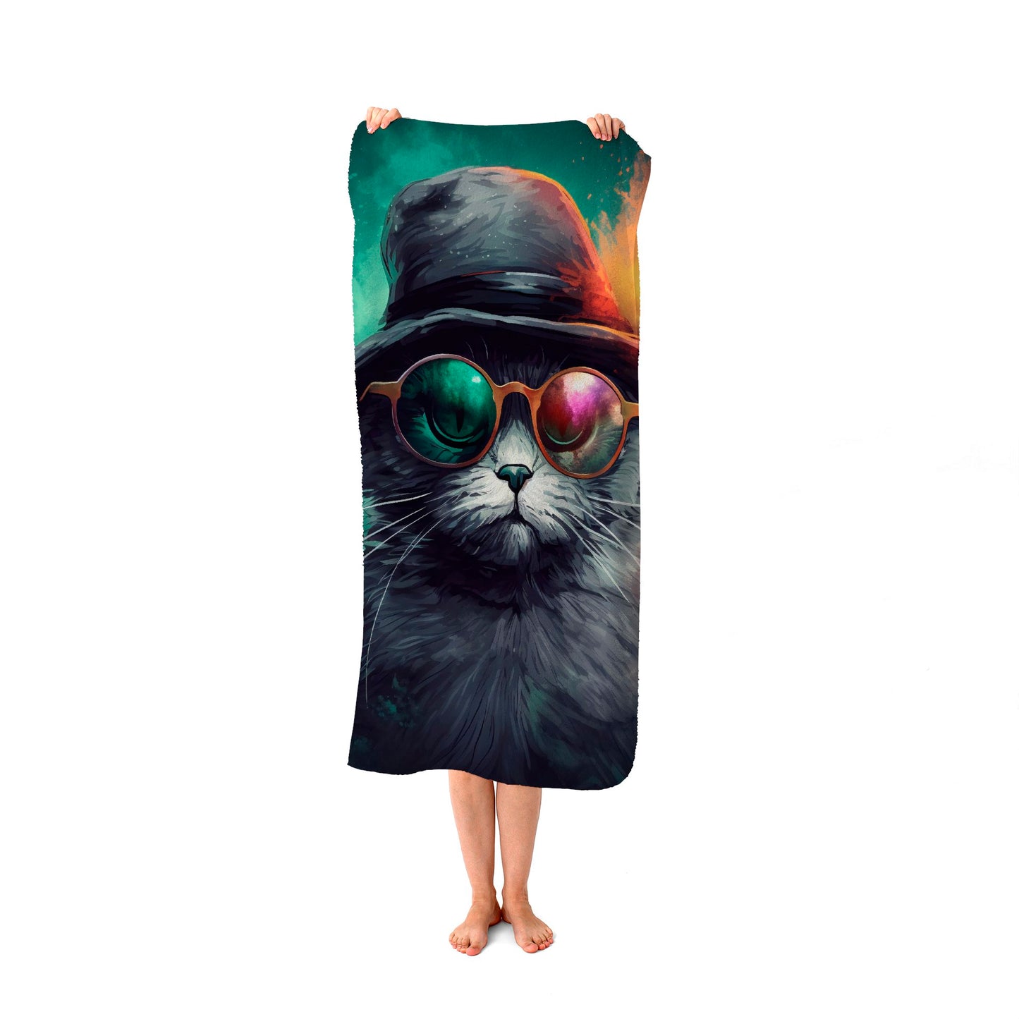 Fiery Cat In A Hat Beach Towel