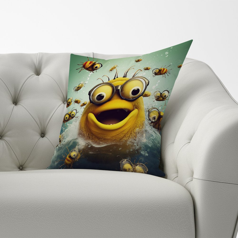 Happy Worm And Bees Splashart Cushions
