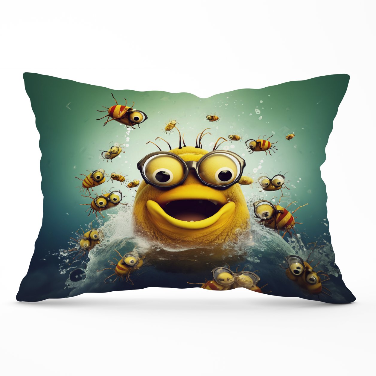 Happy Worm And Bees Splashart Cushions