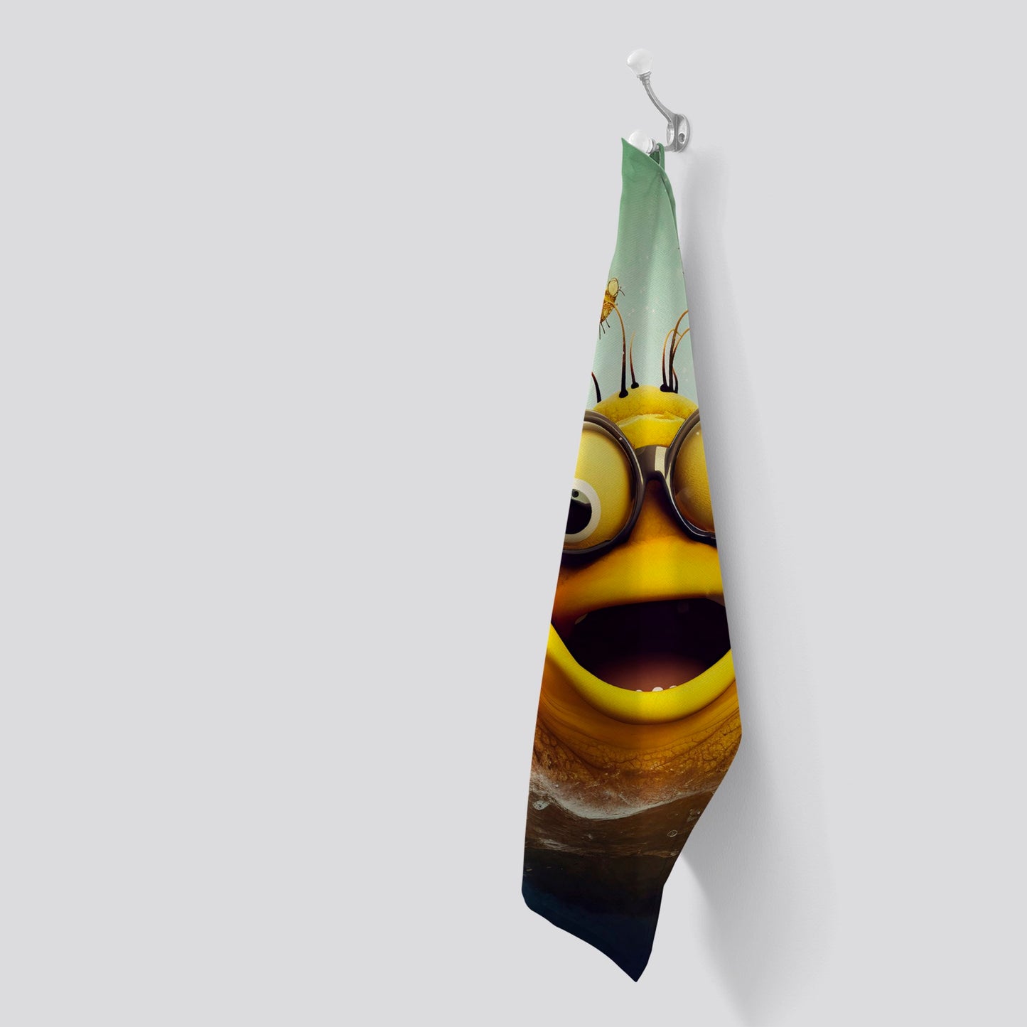Happy Worm And Bees Splashart Tea Towel
