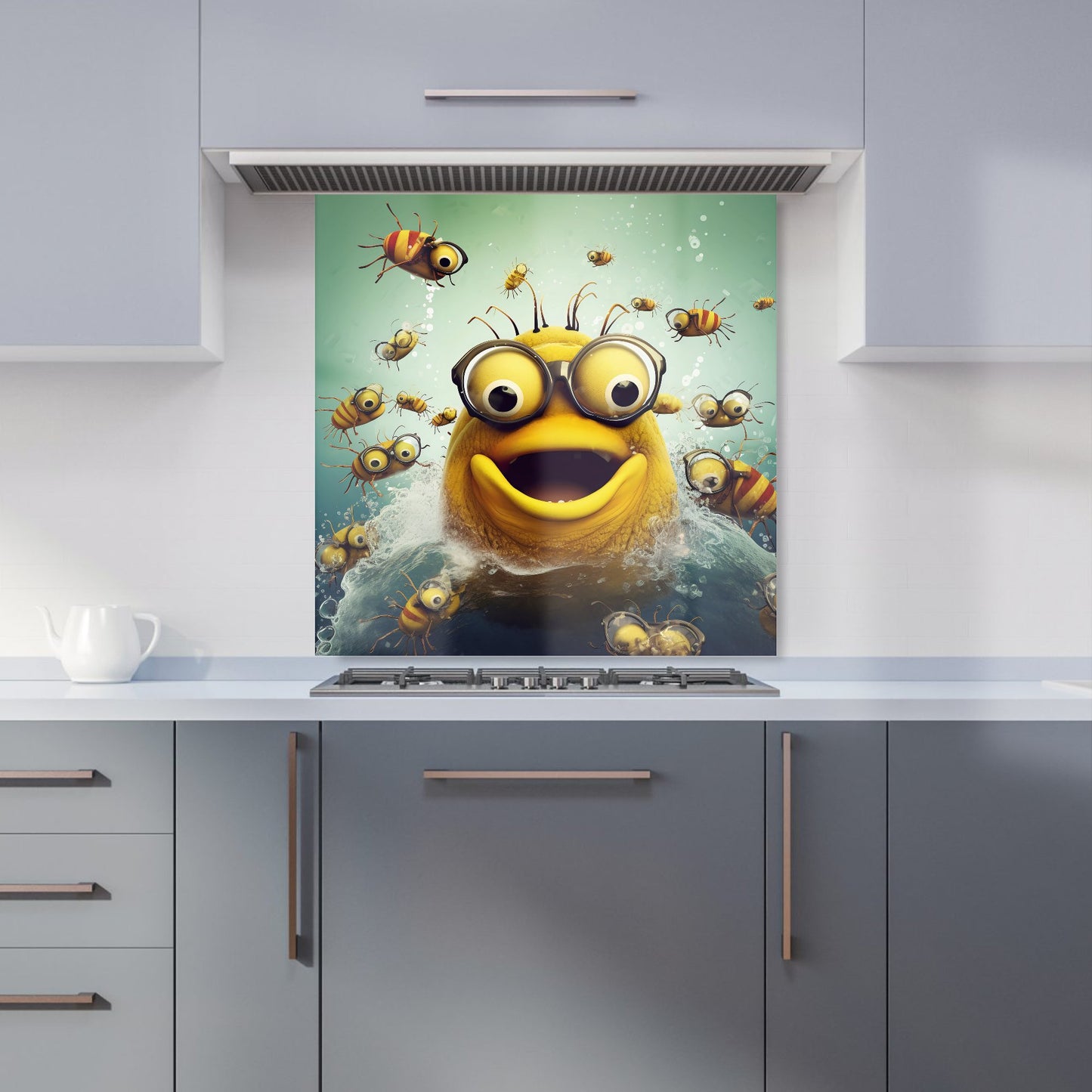Happy Worm And Bees Splashart Kitchen Splashback