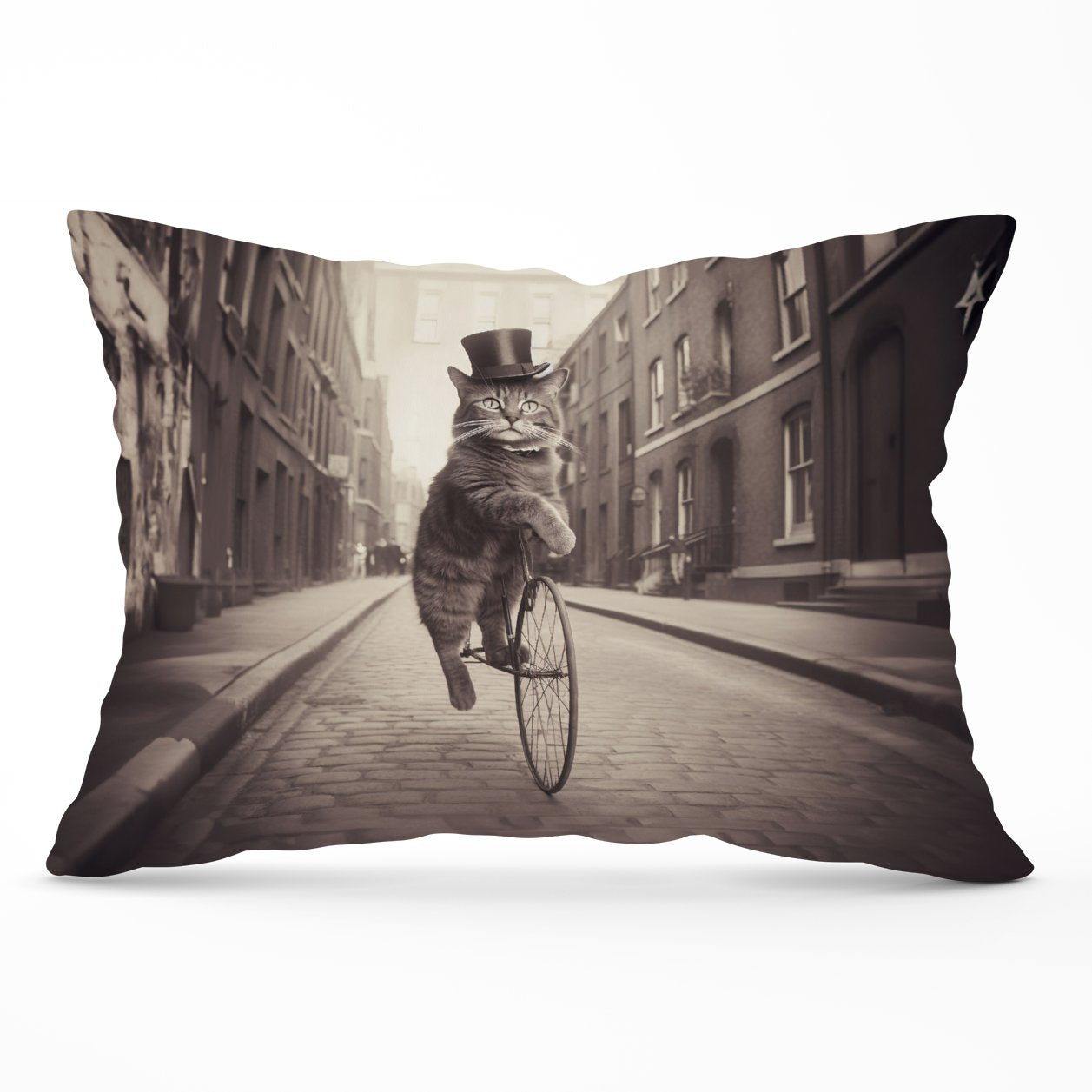 Victorian Cat Riding A Bike Cushions