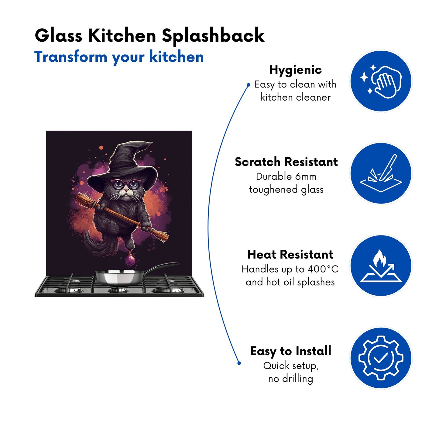 Cat And A Broom Kitchen Splashback
