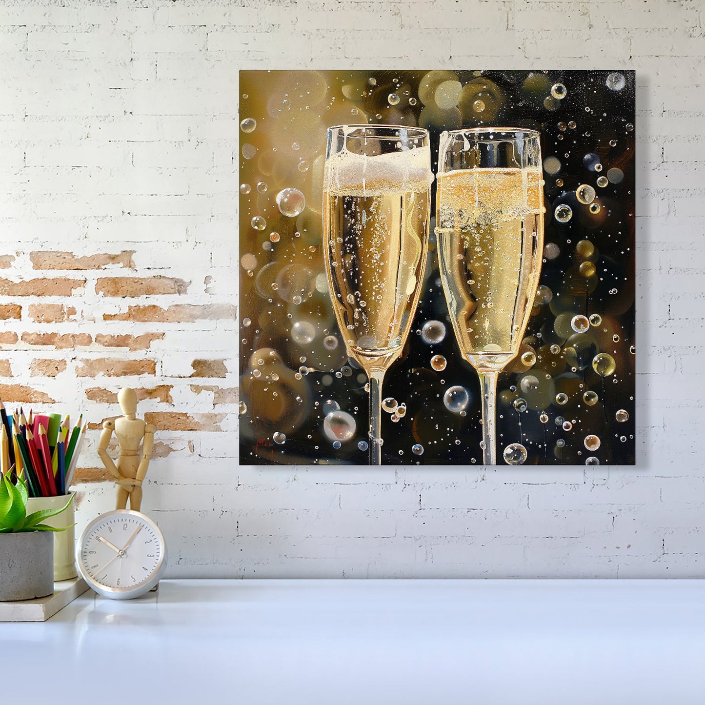Splashart Bubbly Champagne Flues Canvas