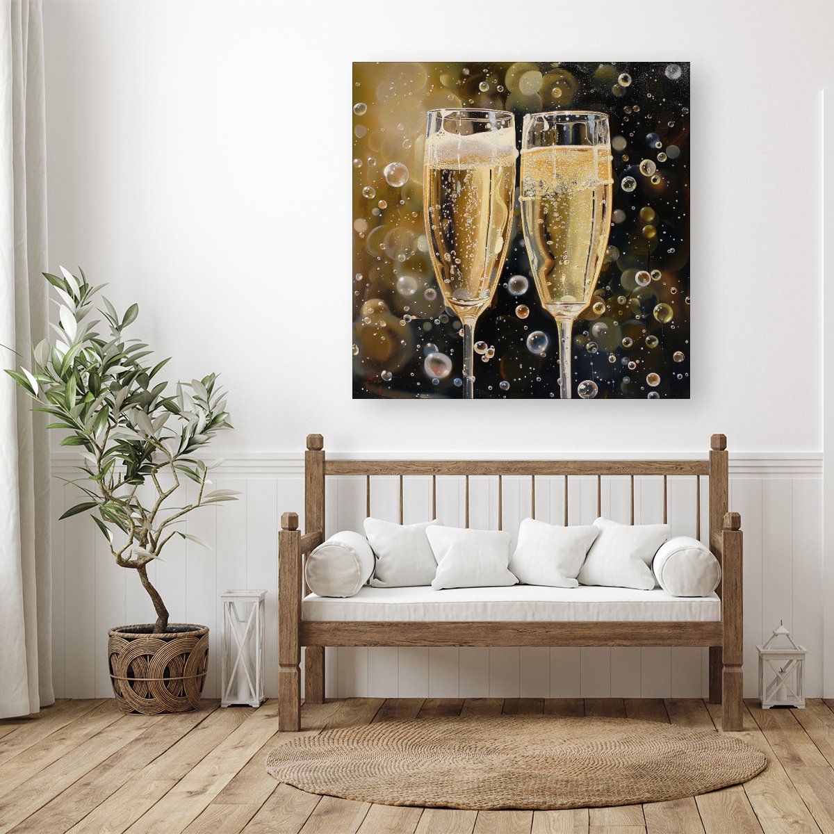 Splashart Bubbly Champagne Flues Canvas