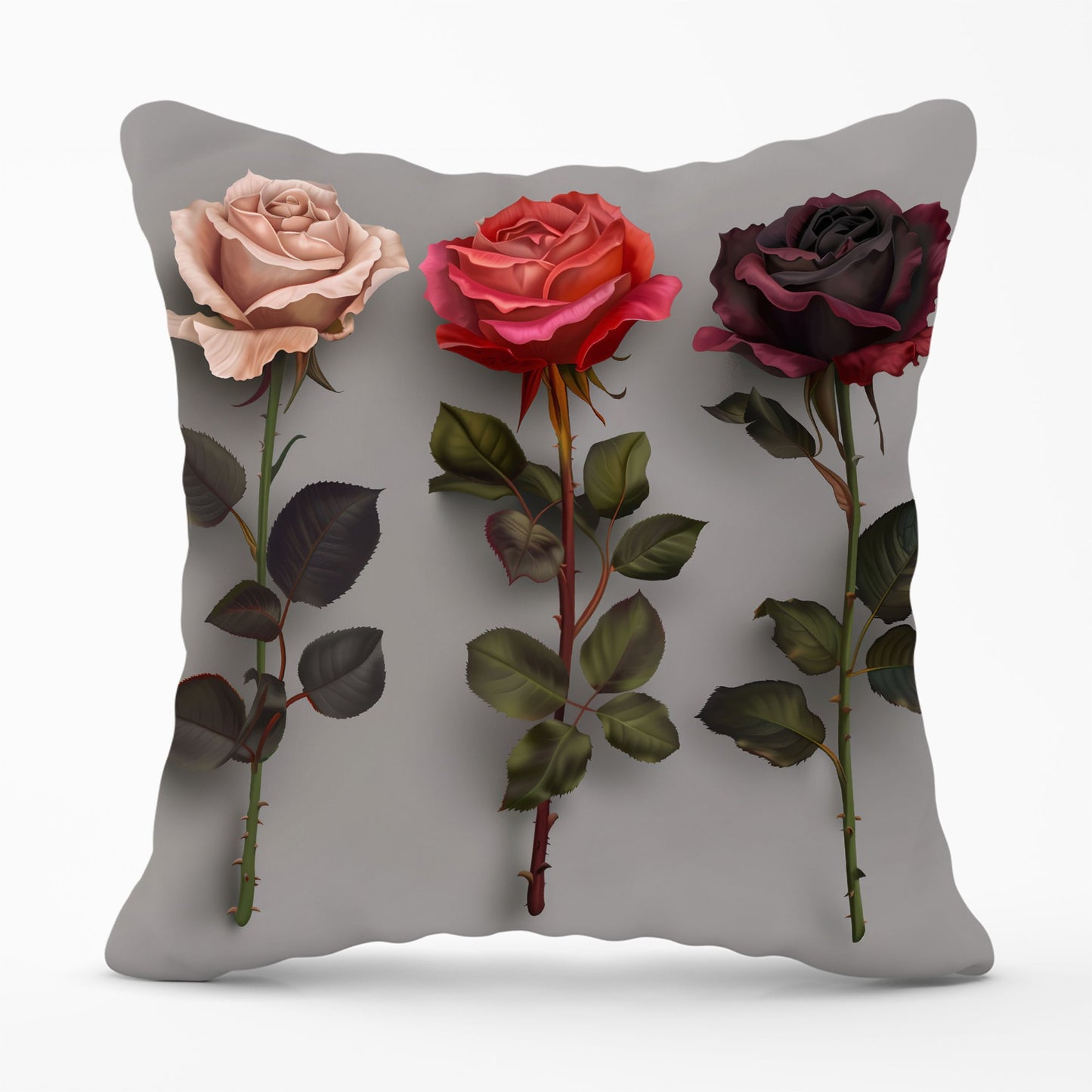 3 Red And Pink Roses Cushions