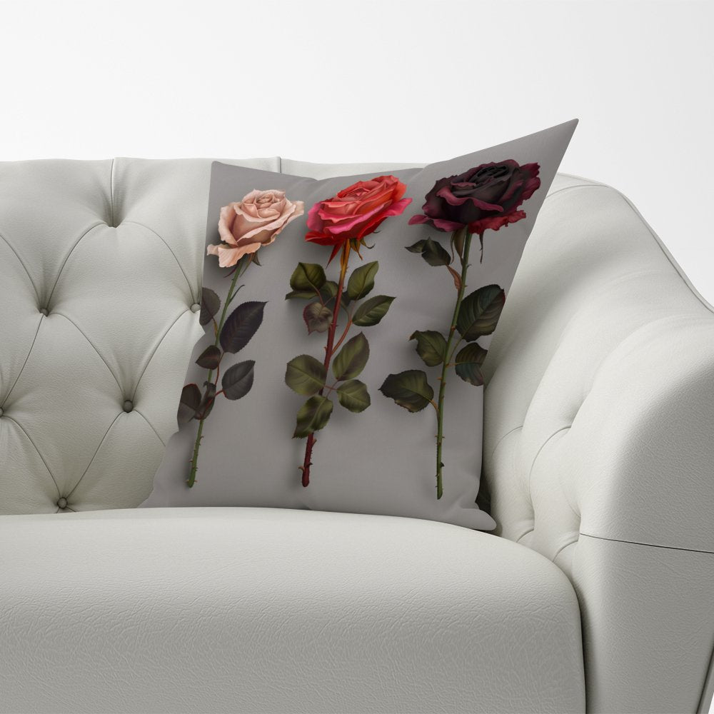 3 Red And Pink Roses Cushions