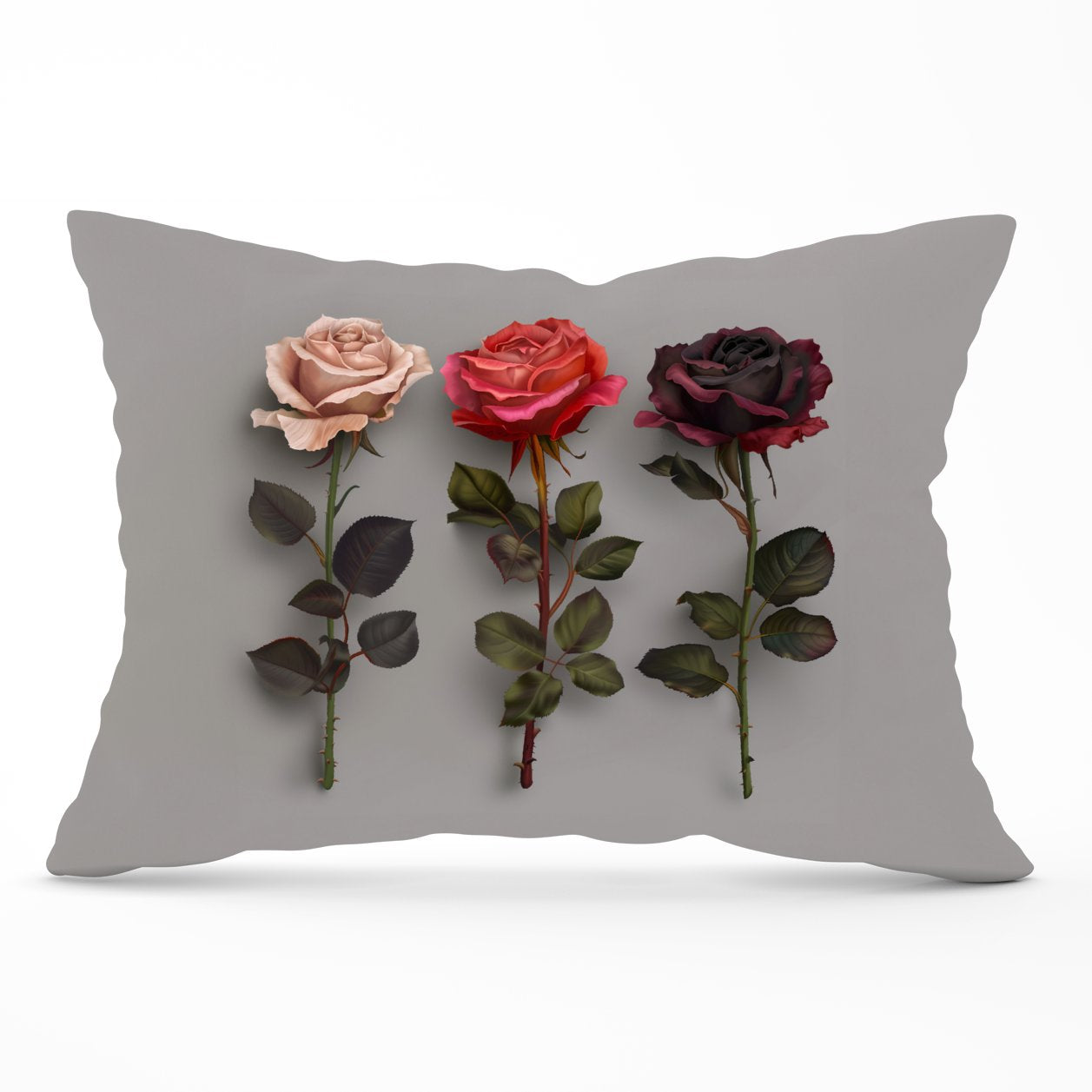 3 Red And Pink Roses Cushions