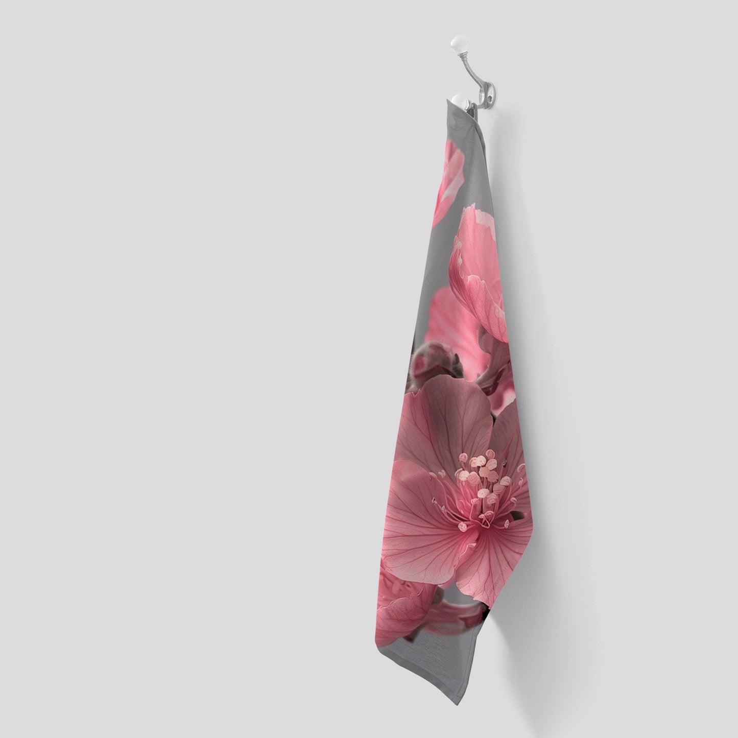Delicate Pink Flowers Tea Towel