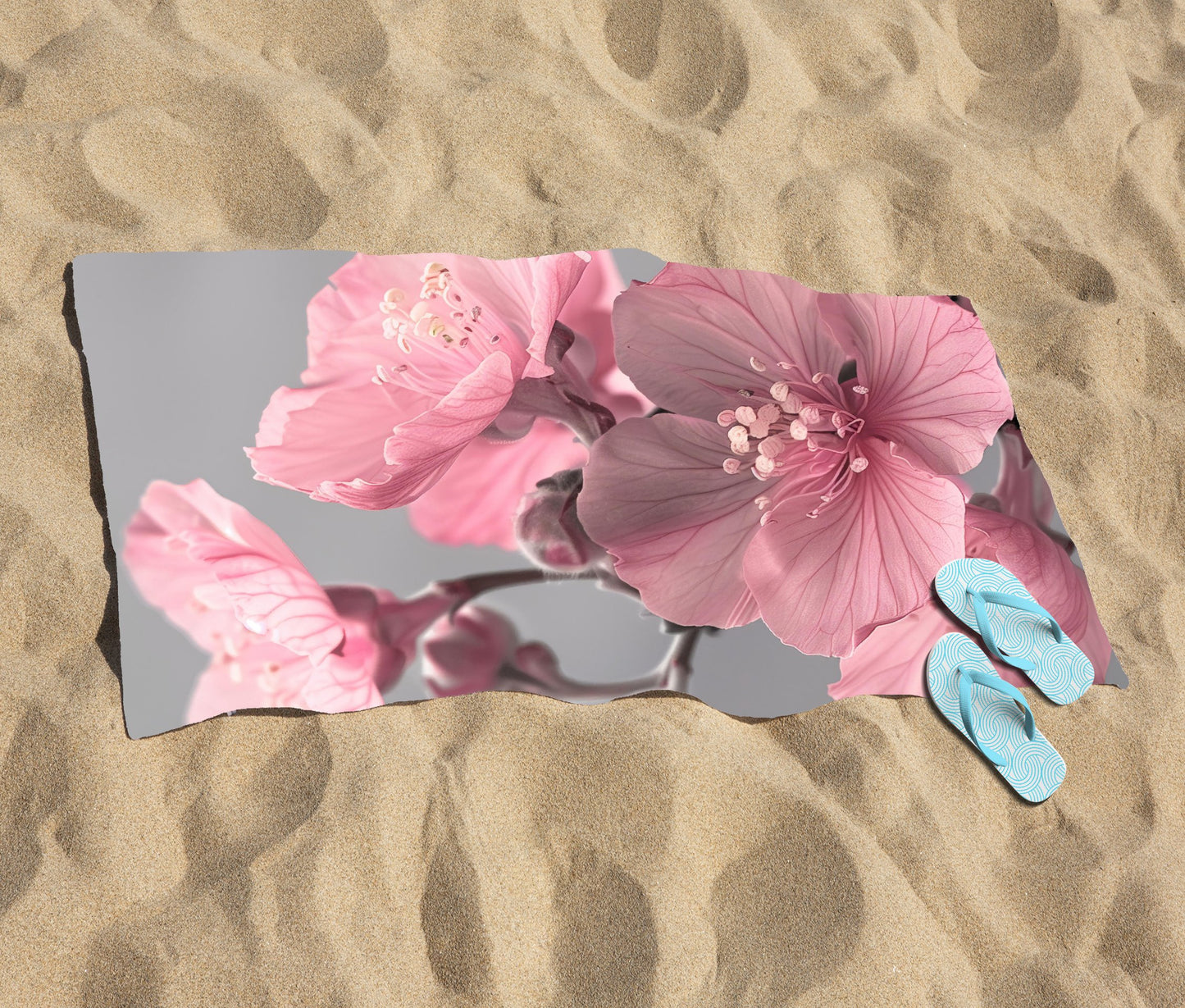 Delicate Pink Flowers Beach Towel