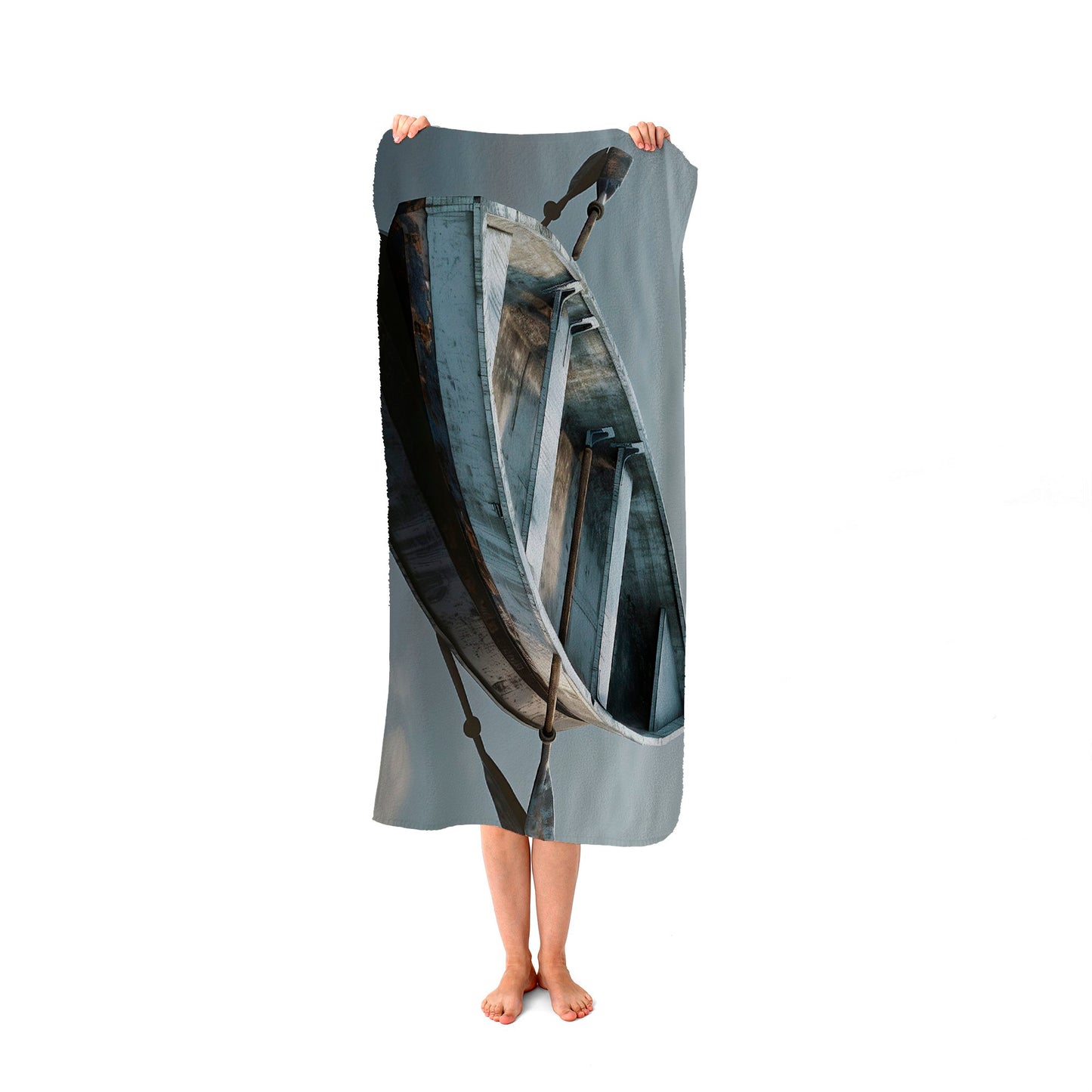 Boat On The Lake Beach Towel