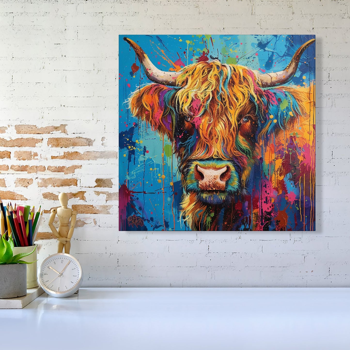 Splashart Highland Cow Canvas