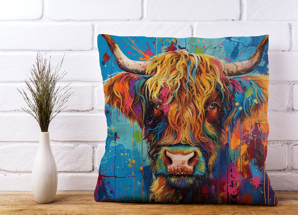 Splashart Highland Cow Cushions