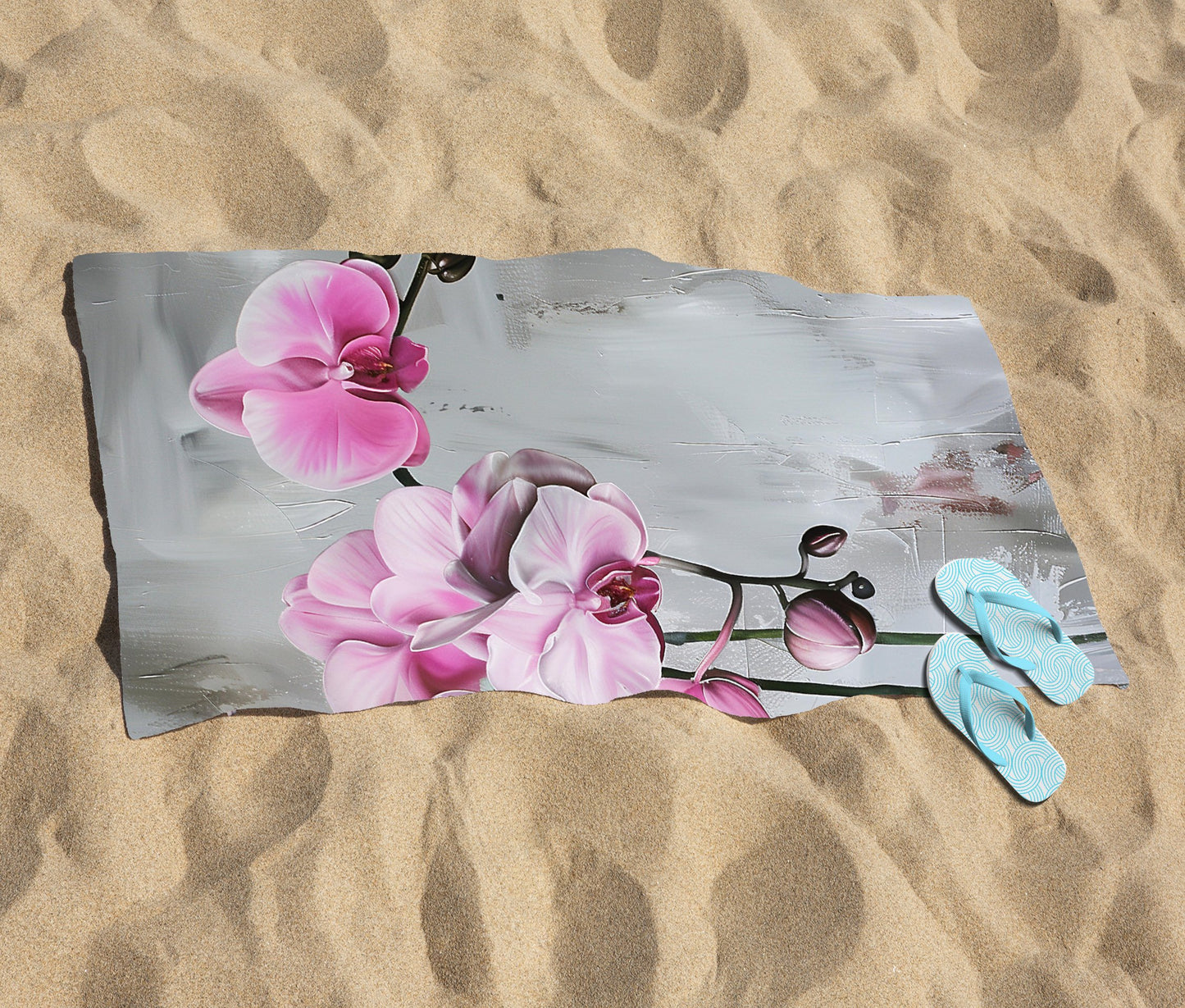 Pink Orchids Beach Towel
