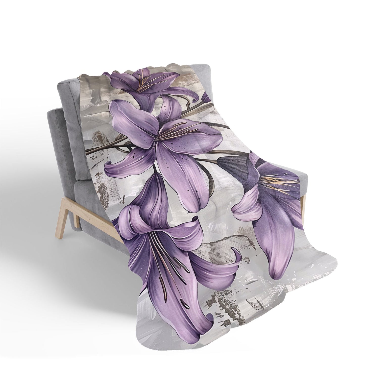 Purple Lilies In Bloom Sherpa Blanket